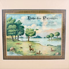 Loto des Paysages French Game Box Lid, Chromolithograph, framed, circa 1900