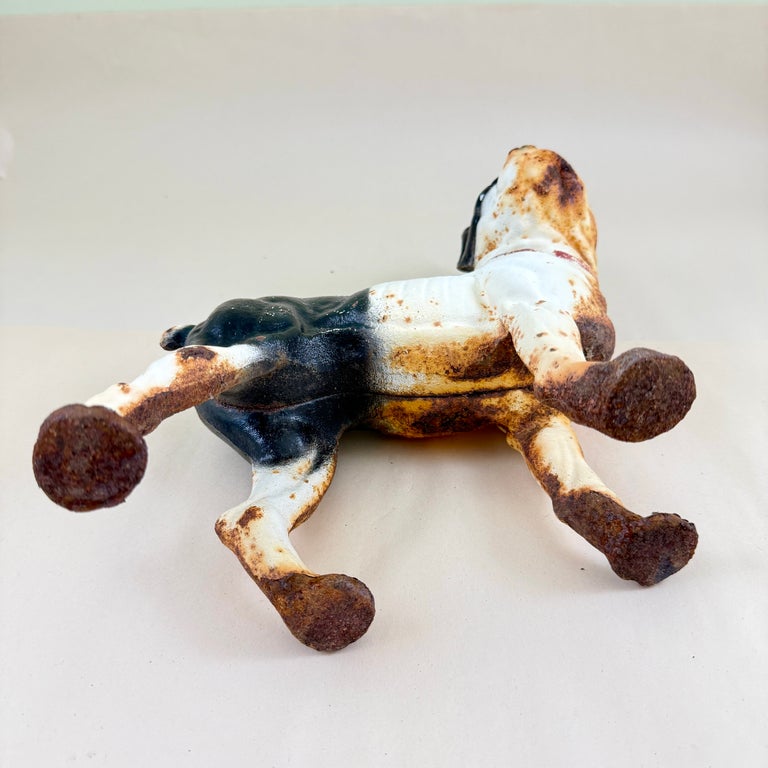 Antique 1900s Hubley Cast Iron French Bulldog Doorstop, Original