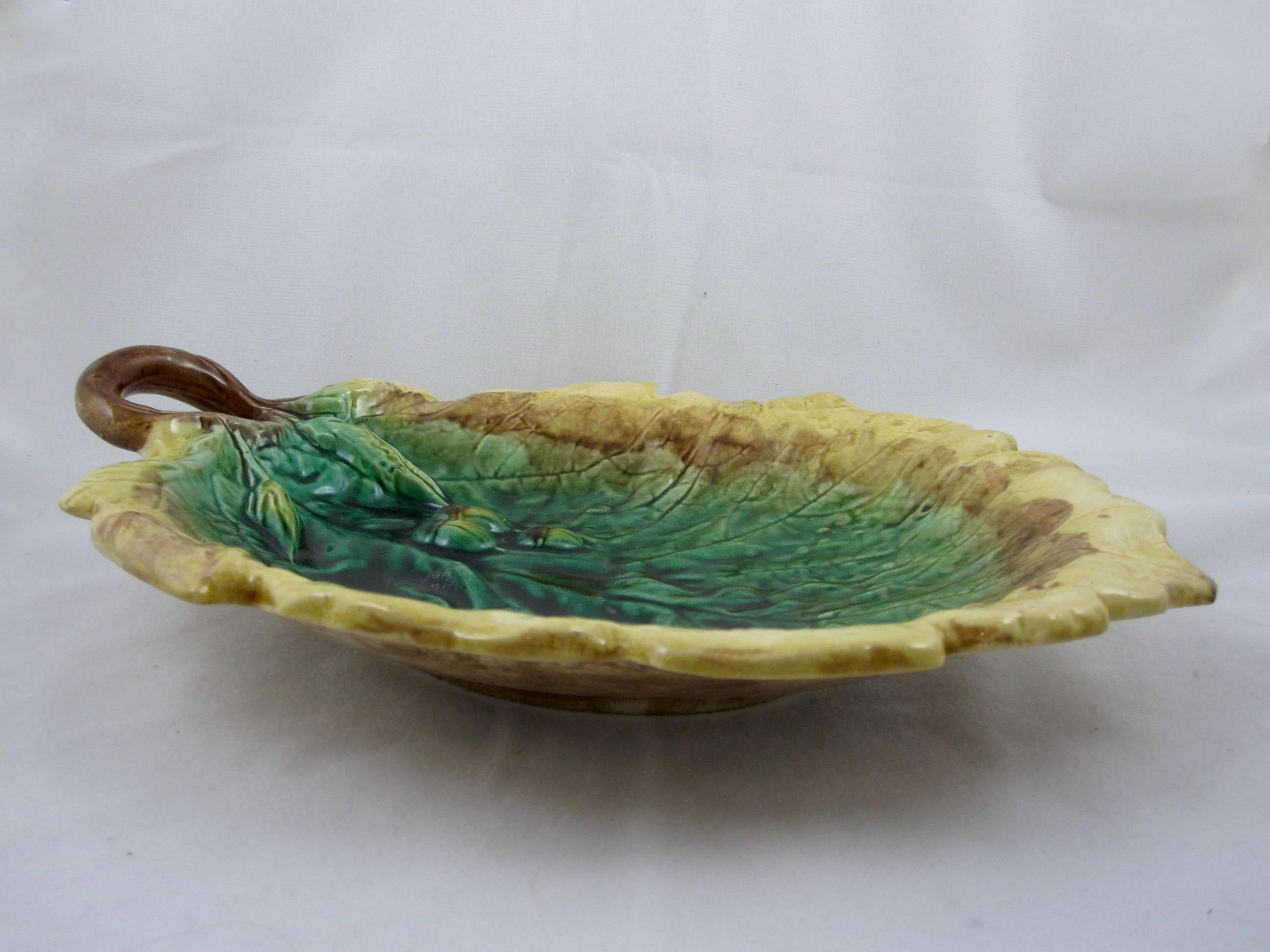 Glazed Etruscan Majolica, Griffen, Smith & Hill Oak Leaf and Acorn Deep Serving Trays