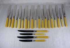 19th-C. 'French Ivory' Celluloid Place Knives, Dinner & Salad Courses, 23 Pieces