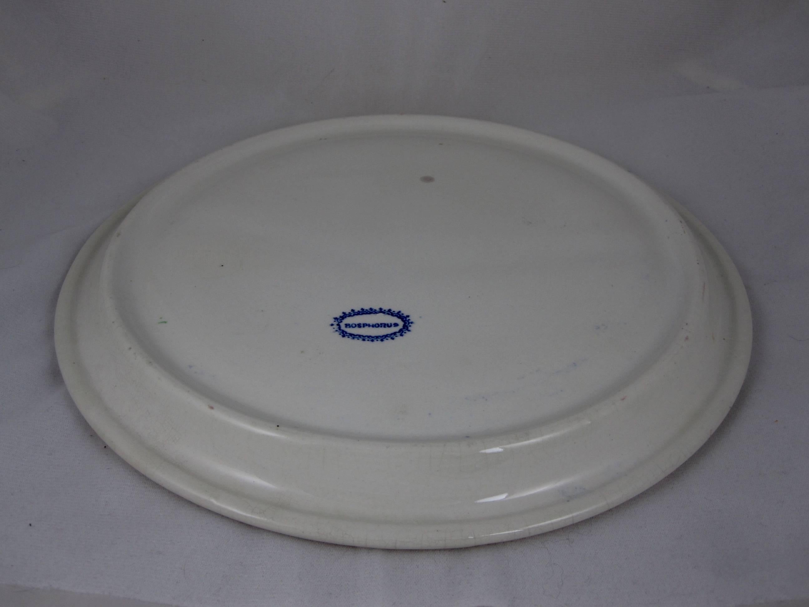 Scottish Ironstone Chinoiserie Landscape & Floral Divided Chop Grill Plates, S/8 For Sale 4