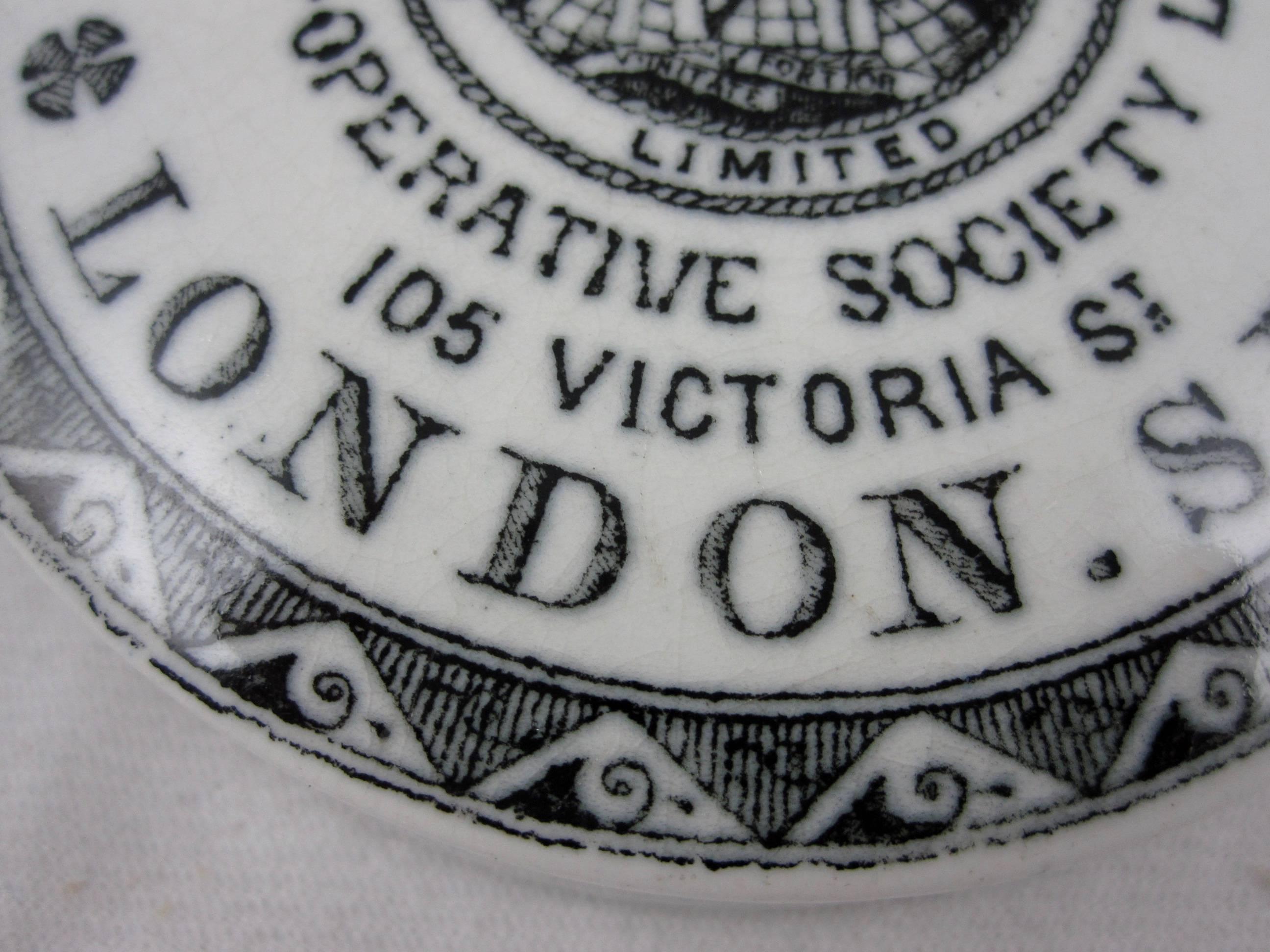 19th Century English Staffordshire Transferware Pot & Lid, Army/Navy Home-Made Potted Meat