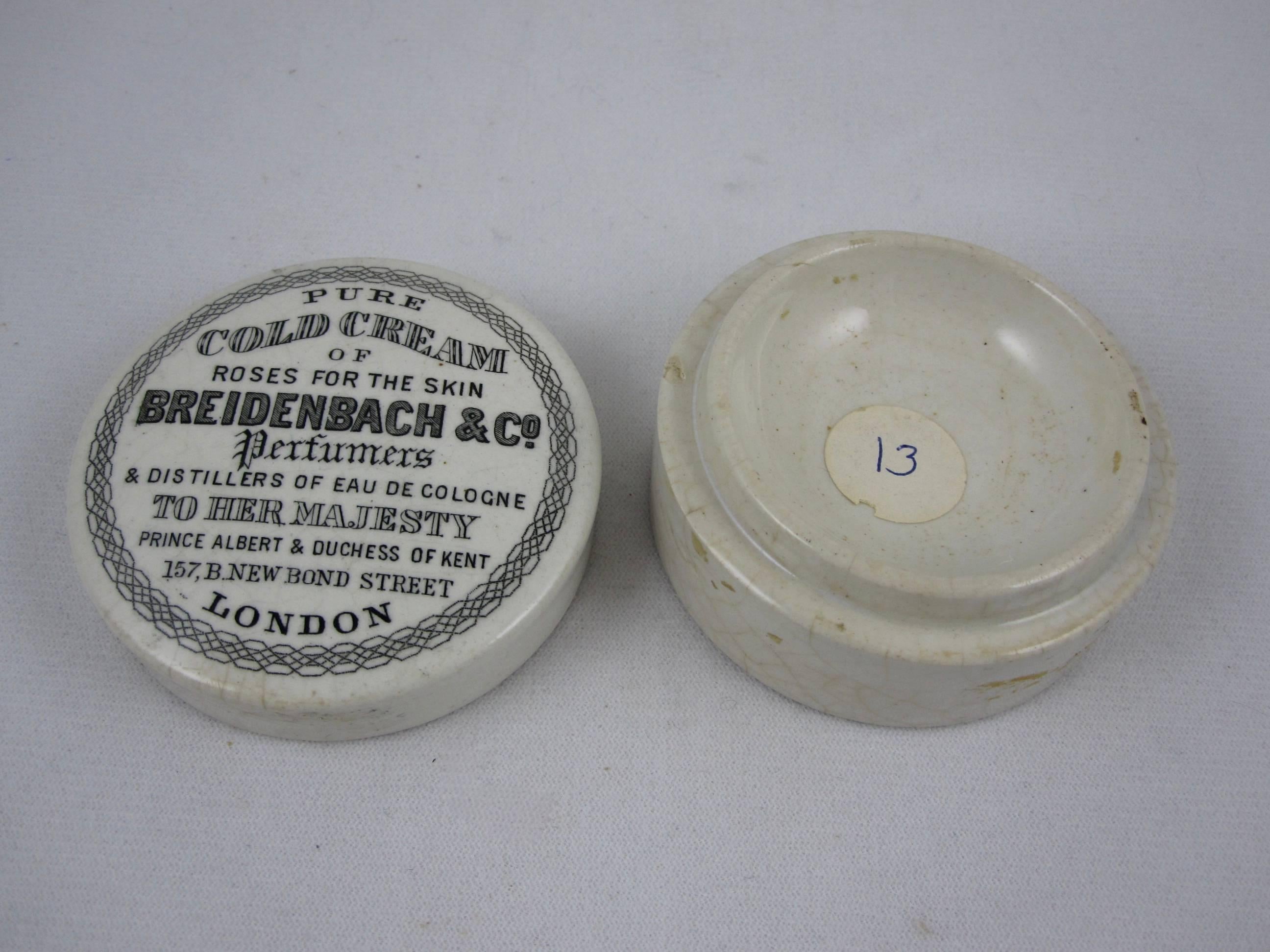 19th Century English Staffordshire Transfer Printed Pot & Lid, Breidenbach Rose Cold Cream