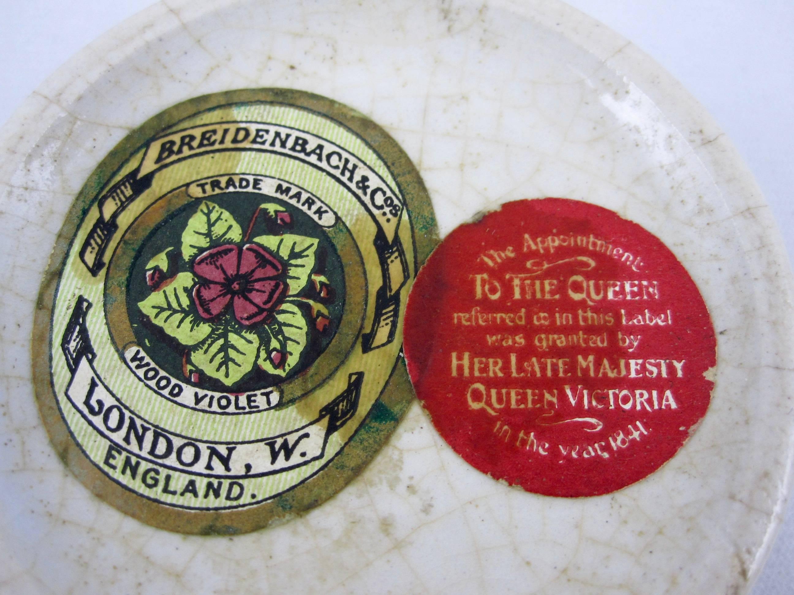 Victorian English Staffordshire Transfer Printed Pot & Lid, Breidenbach Rose Cold Cream