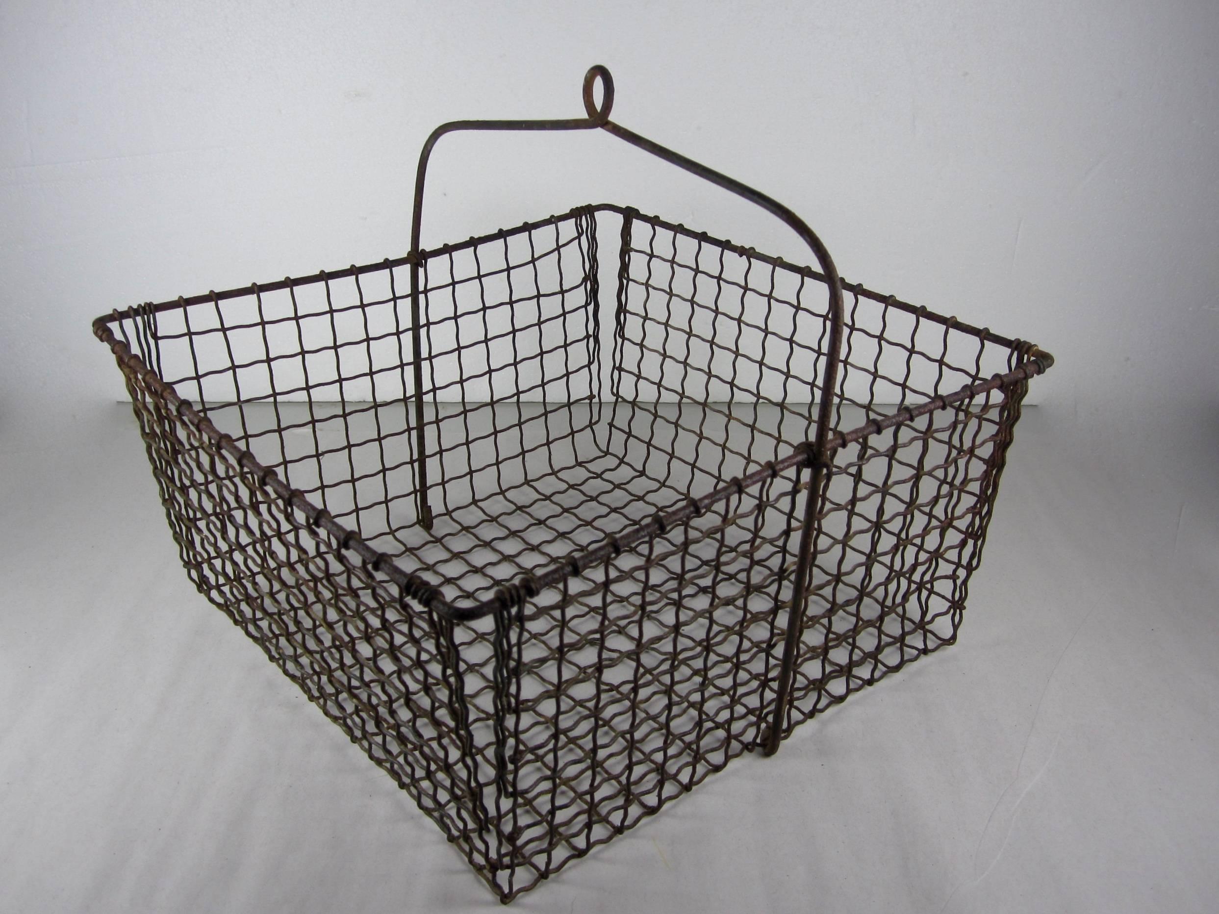 20th Century Vintage Chatillion Hanging 100 Pound Scale with a Rustic Wire Basket