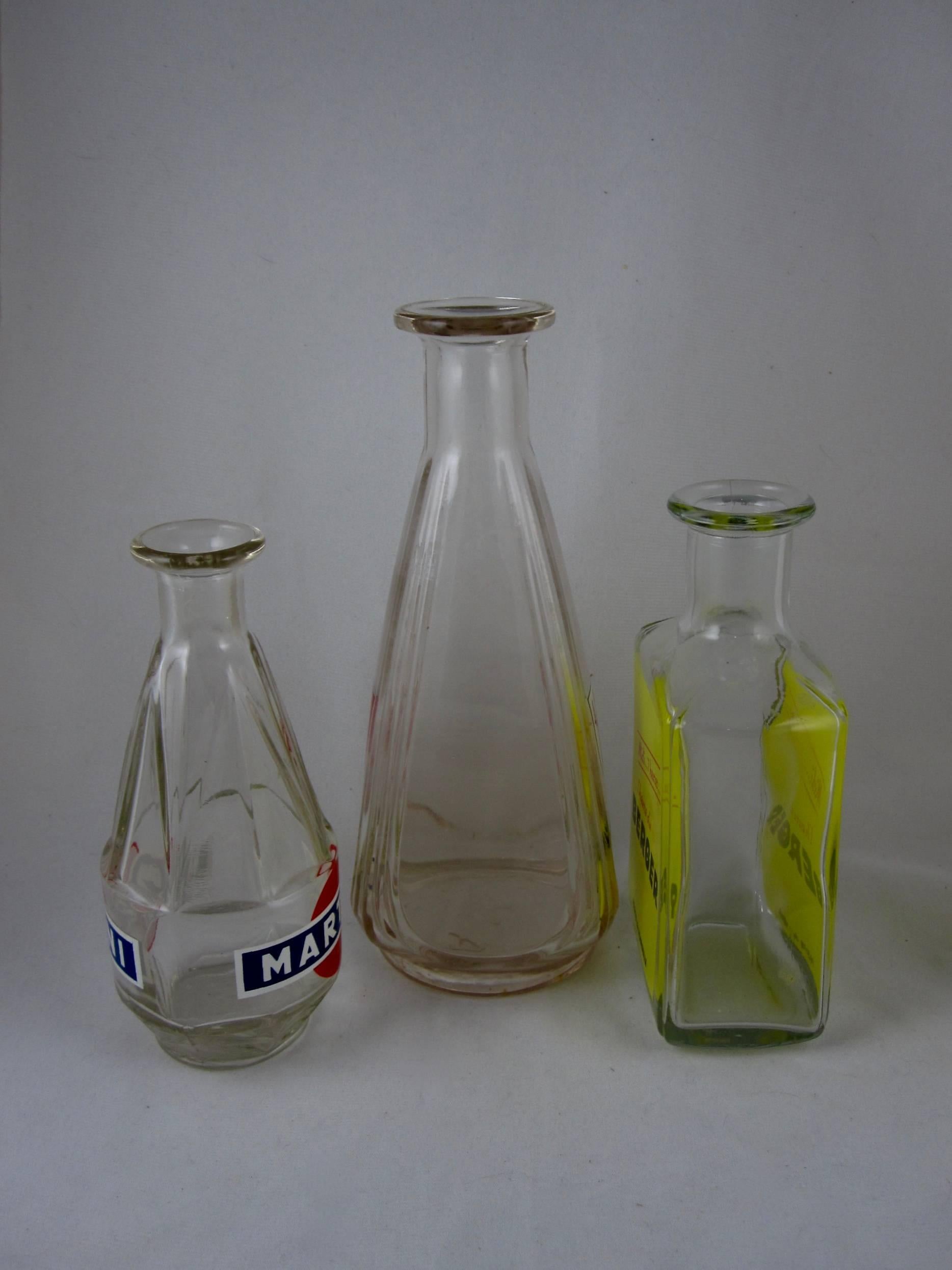 Mid-Century French Bistro Liquor Advertising Glass Carafes, S/3 1