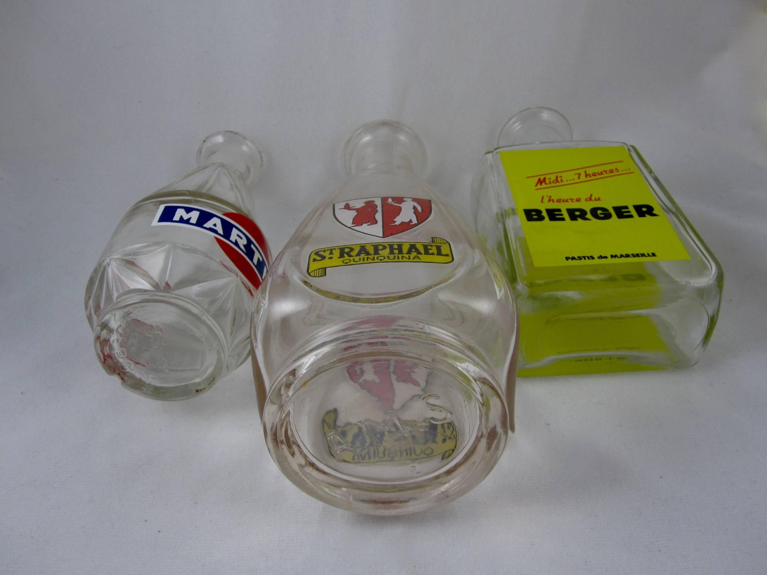 Mid-Century French Bistro Liquor Advertising Glass Carafes, S/3 2