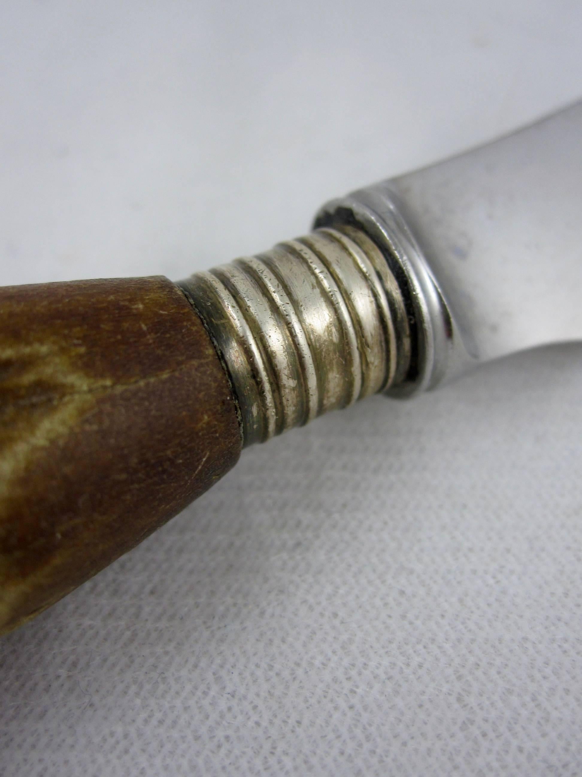 English Harrison Bros & Howson Sheffield England Antler Handled Steak Knives Set of Four