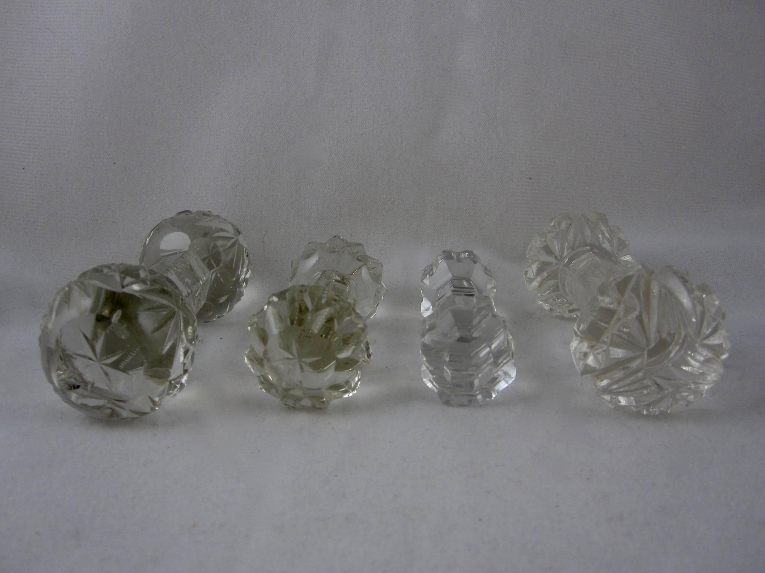 English Cut Crystal 19th Century Dumbbell Knife Rests, Mixed Selection of Four