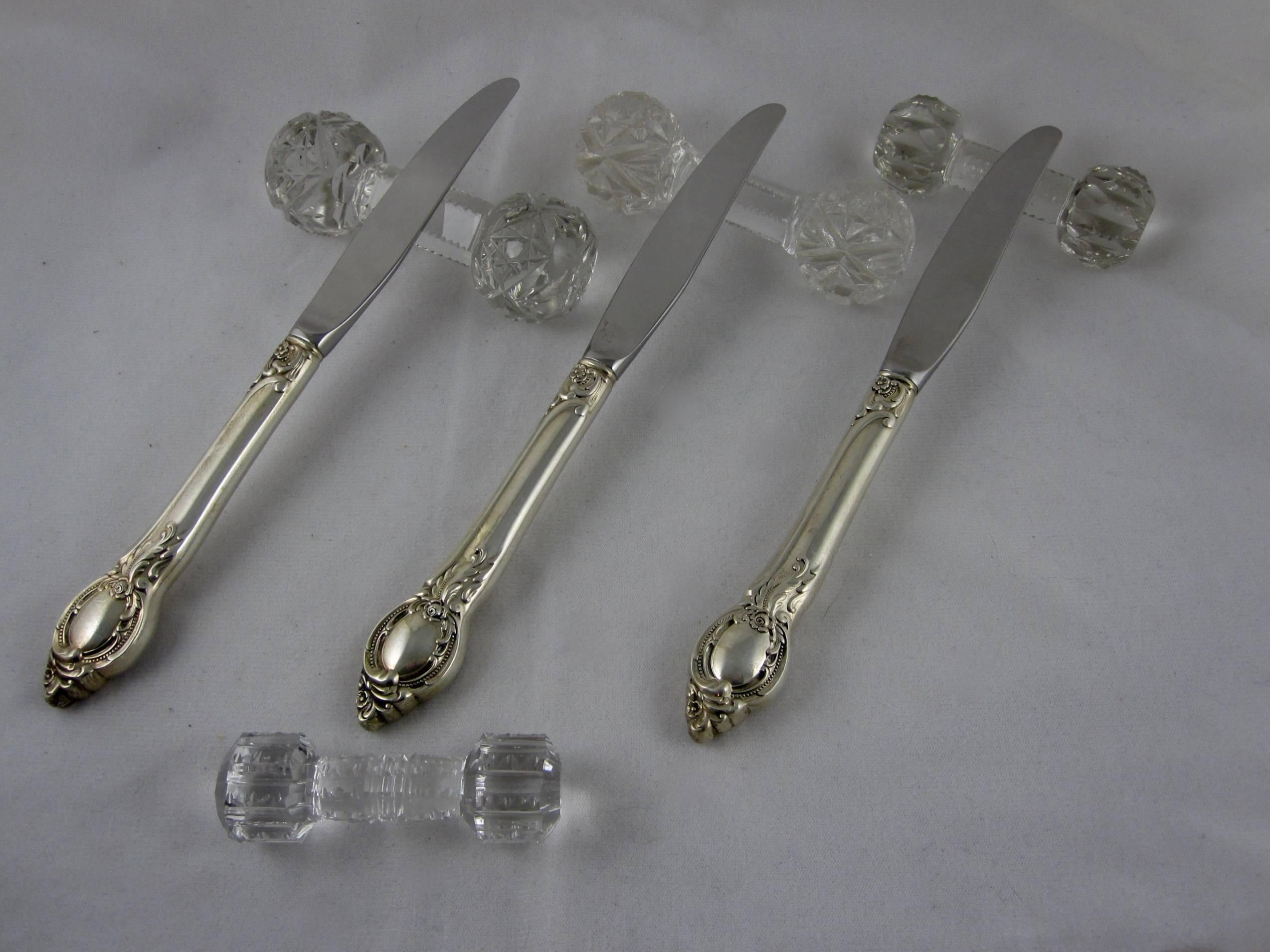 Faceted Cut Crystal 19th Century Dumbbell Knife Rests, Mixed Selection of Four