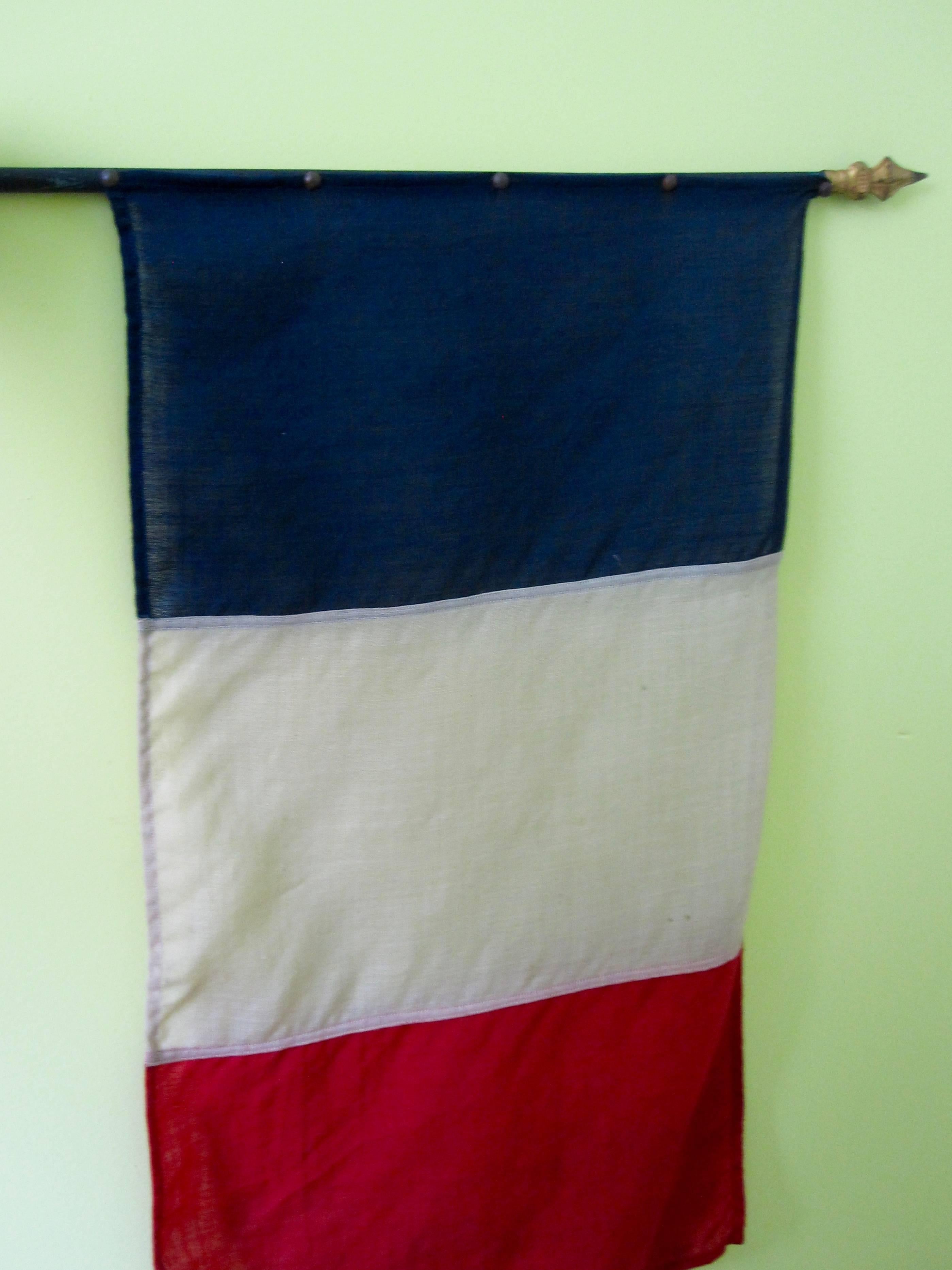Large 1940s French Republic RF Tri-Color WWII Victory Parade Flags, a Pair 3