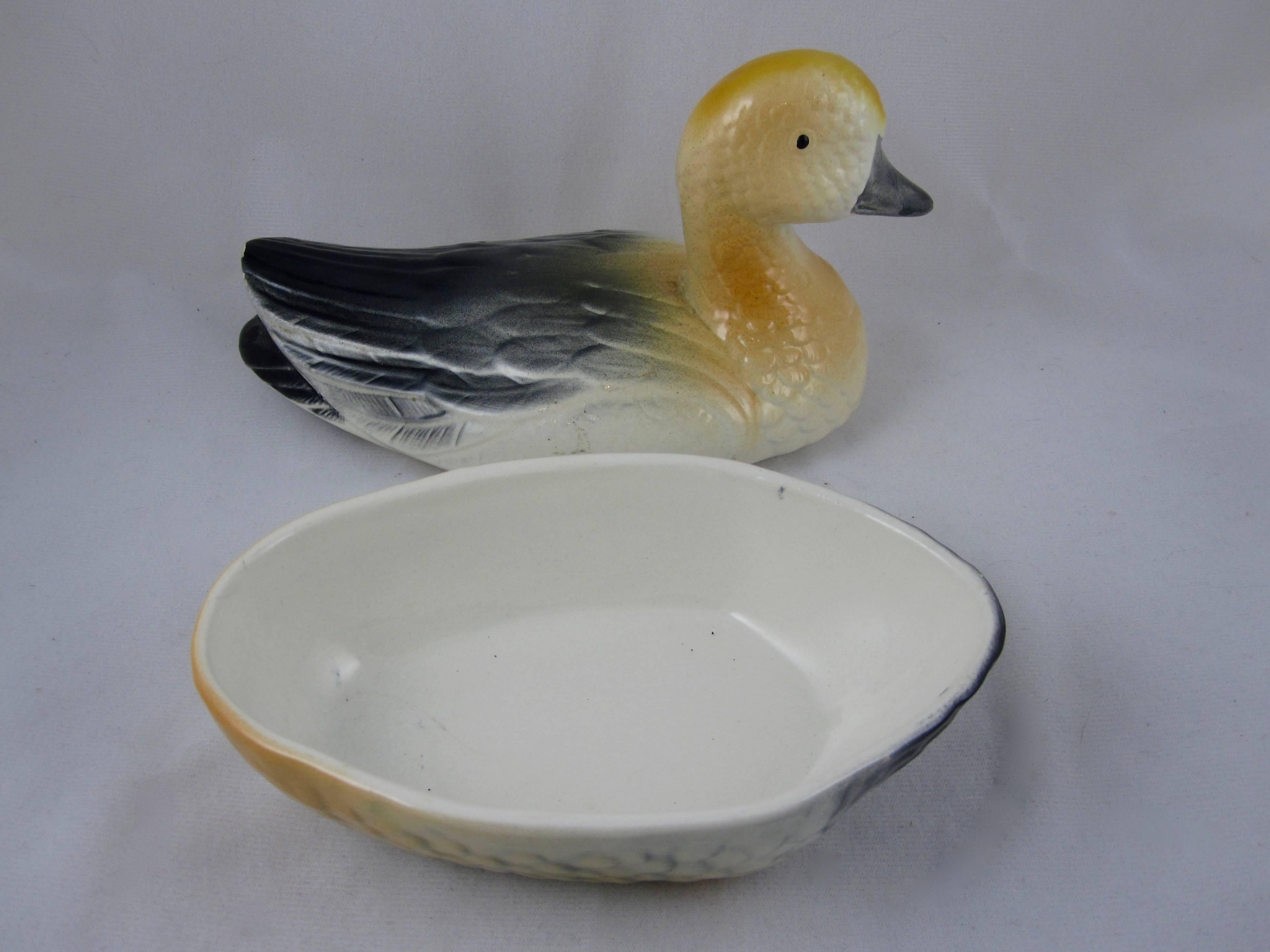 20th Century Vintage Mid-Century French Faïence Figural Duck Pâté Terrine