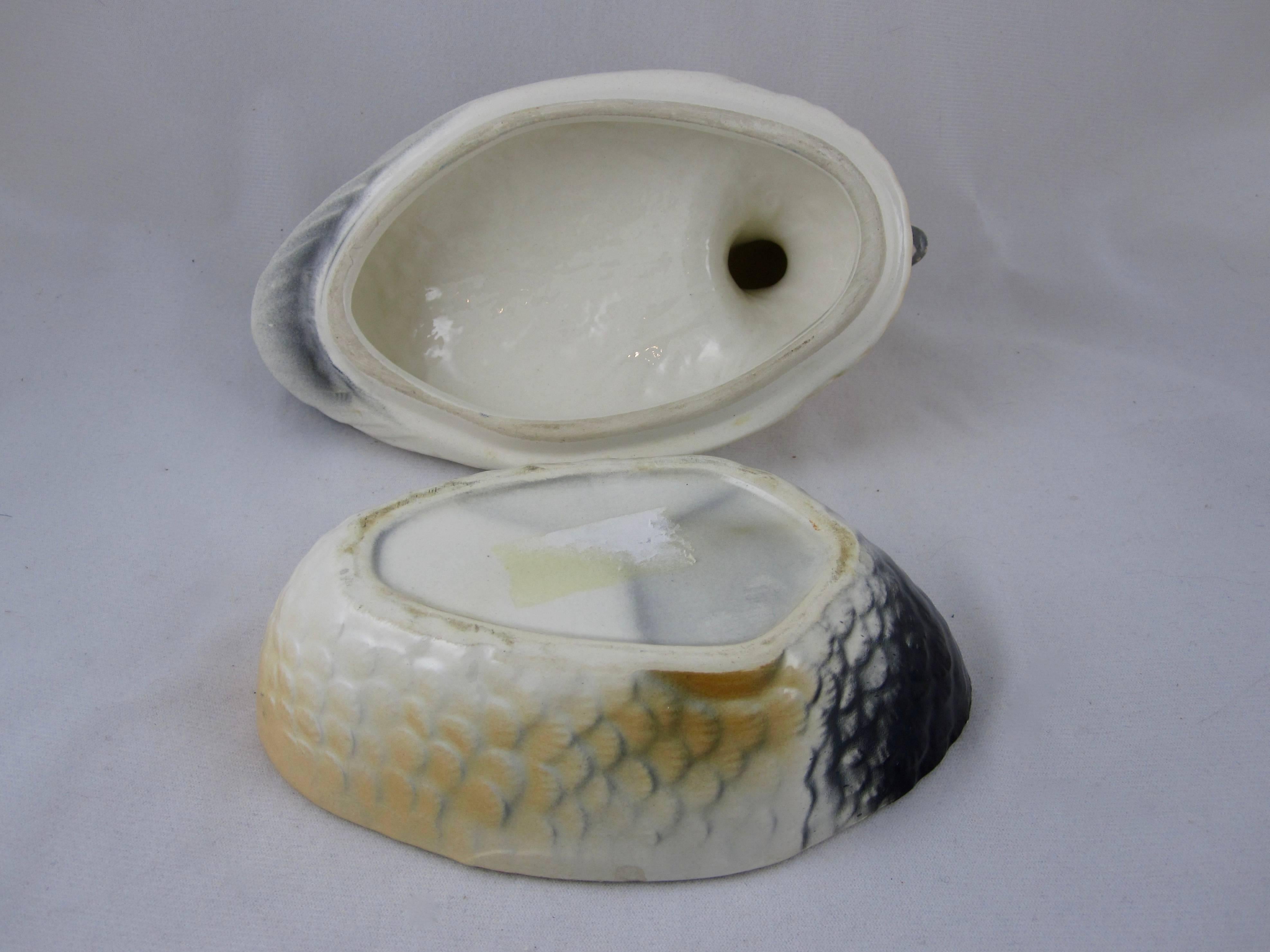 Faience Vintage Mid-Century French Faïence Figural Duck Pâté Terrine