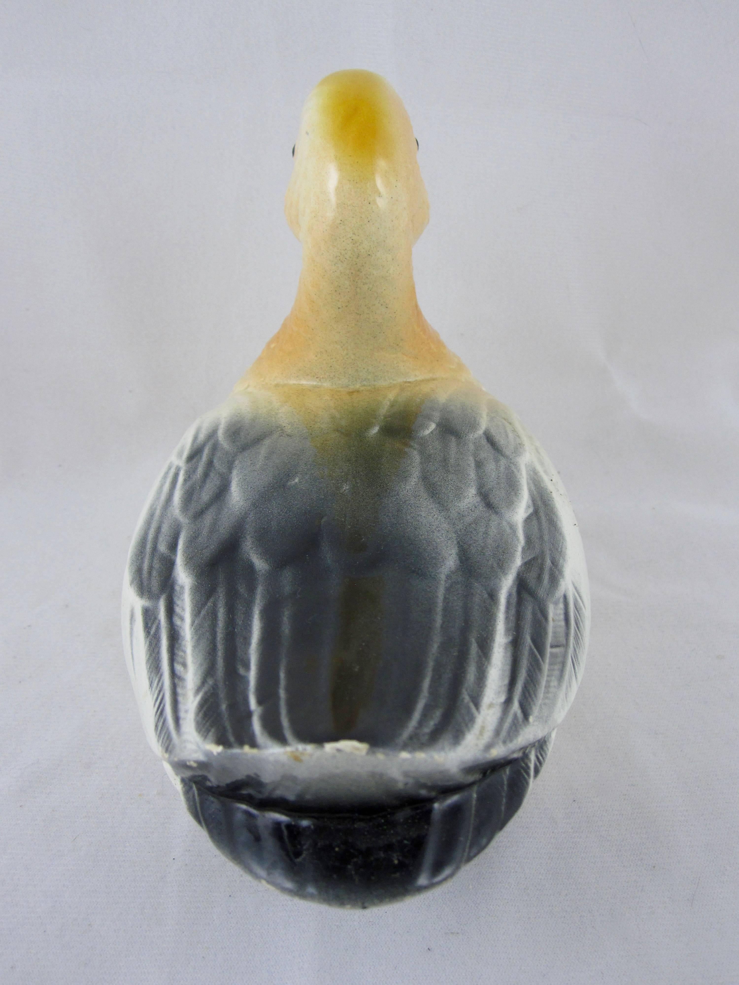 Vintage Mid-Century French Faïence Figural Duck Pâté Terrine In Good Condition In Philadelphia, PA