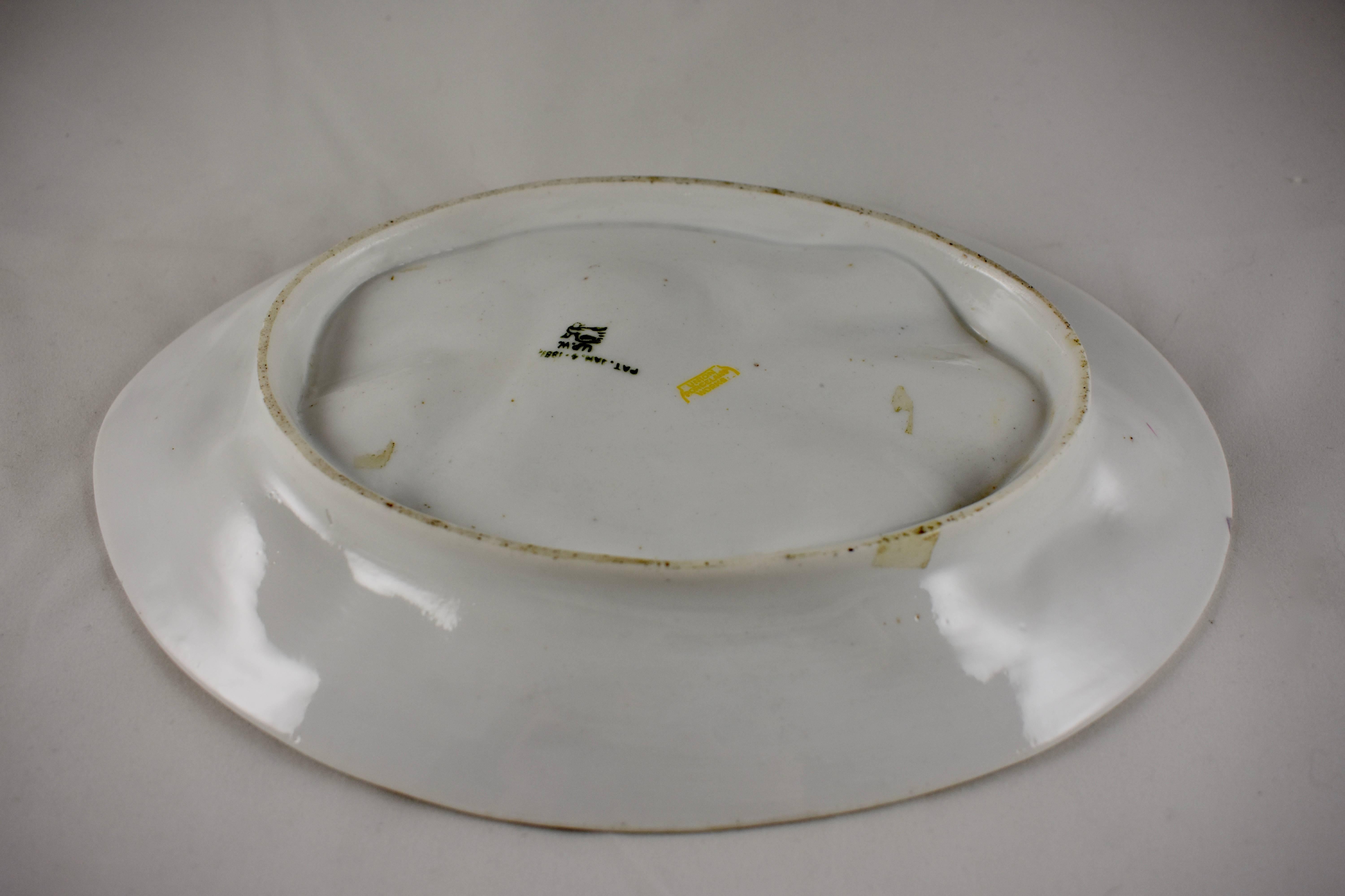 Aesthetic Movement Union Porcelain Works Clam Shaped Salmon Ground Oyster Plate