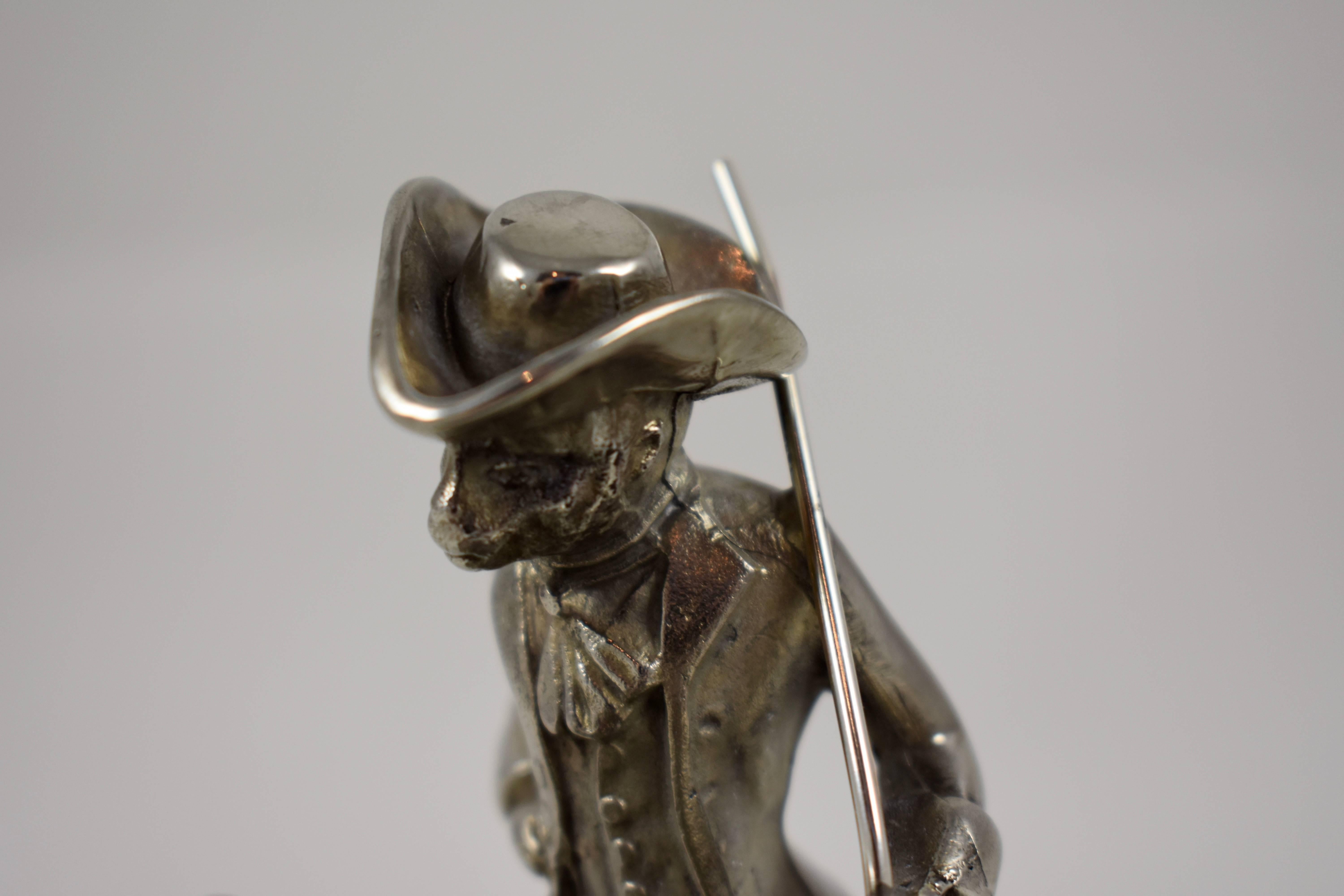 Silver Victorian Era Aesthetic Movement Figural Napkin Ring, Colonial Monkey 1