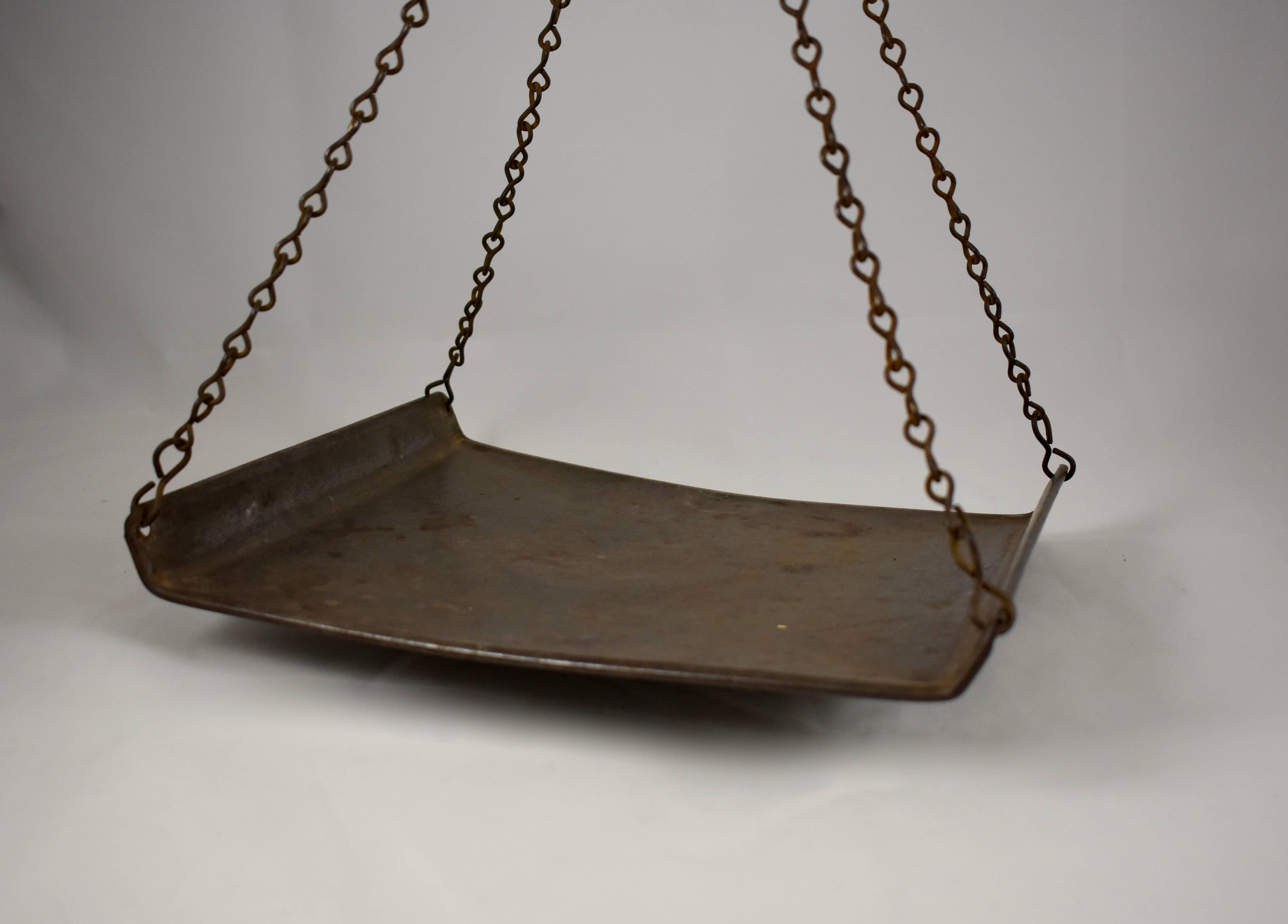 American 19th C. Chatillion Hanging Brass Mercantile 30 Lb. Scale with Galvanized Tray