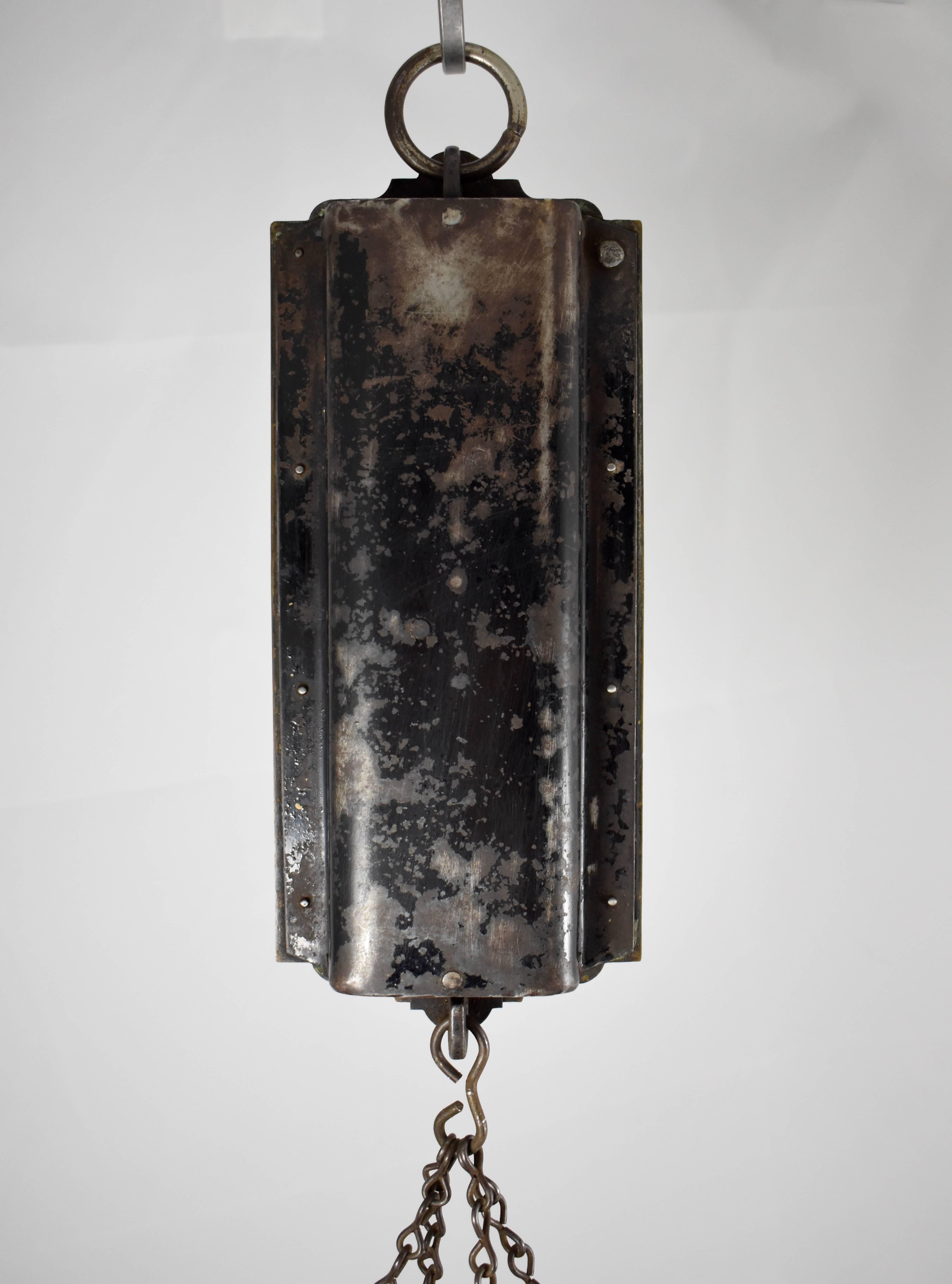 19th C. Chatillion Hanging Brass Mercantile 30 Lb. Scale with Galvanized Tray 2