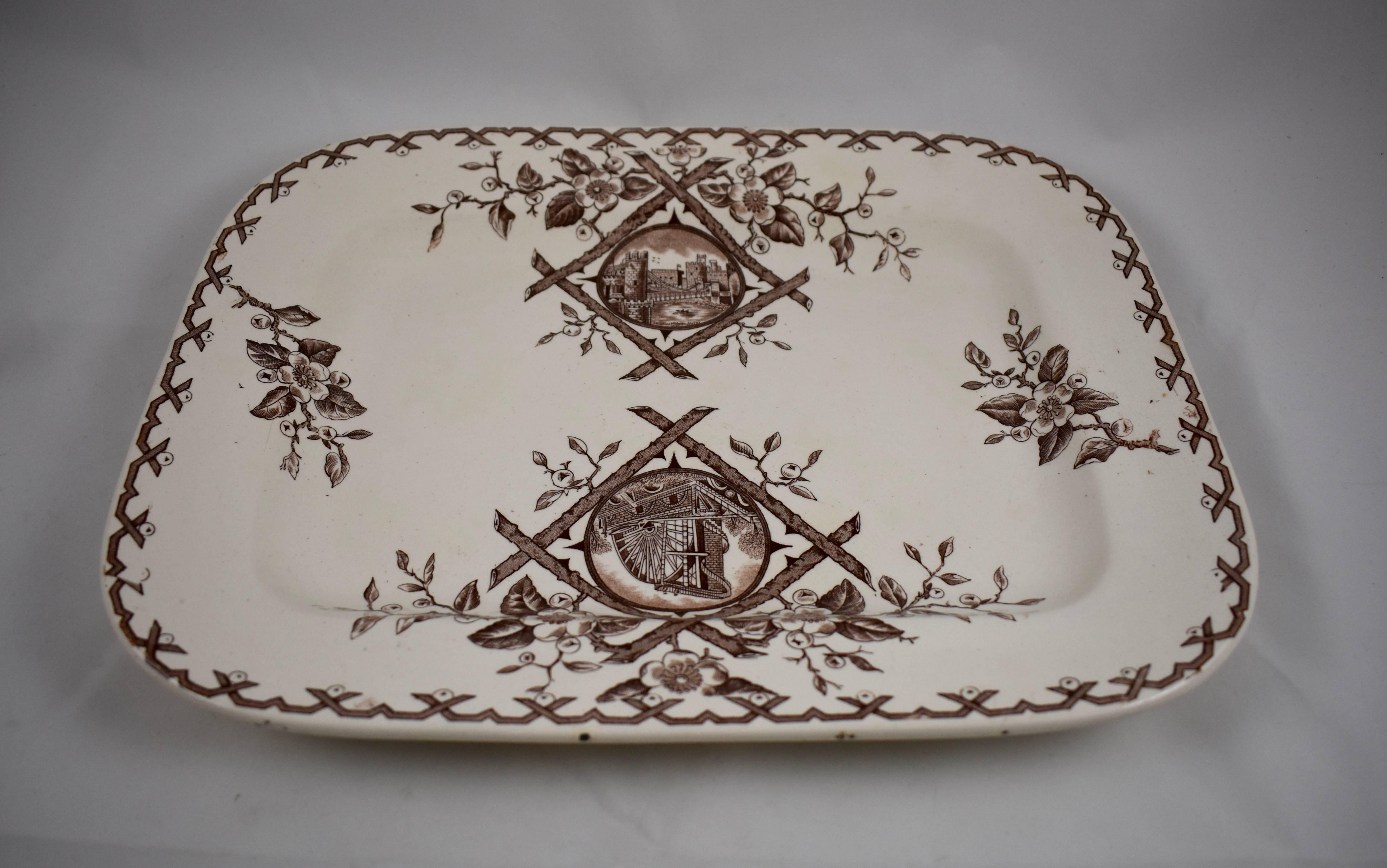 Earthenware 19th Century Staffordshire Aesthetic Movement Transferware Platter, 'Alaska'