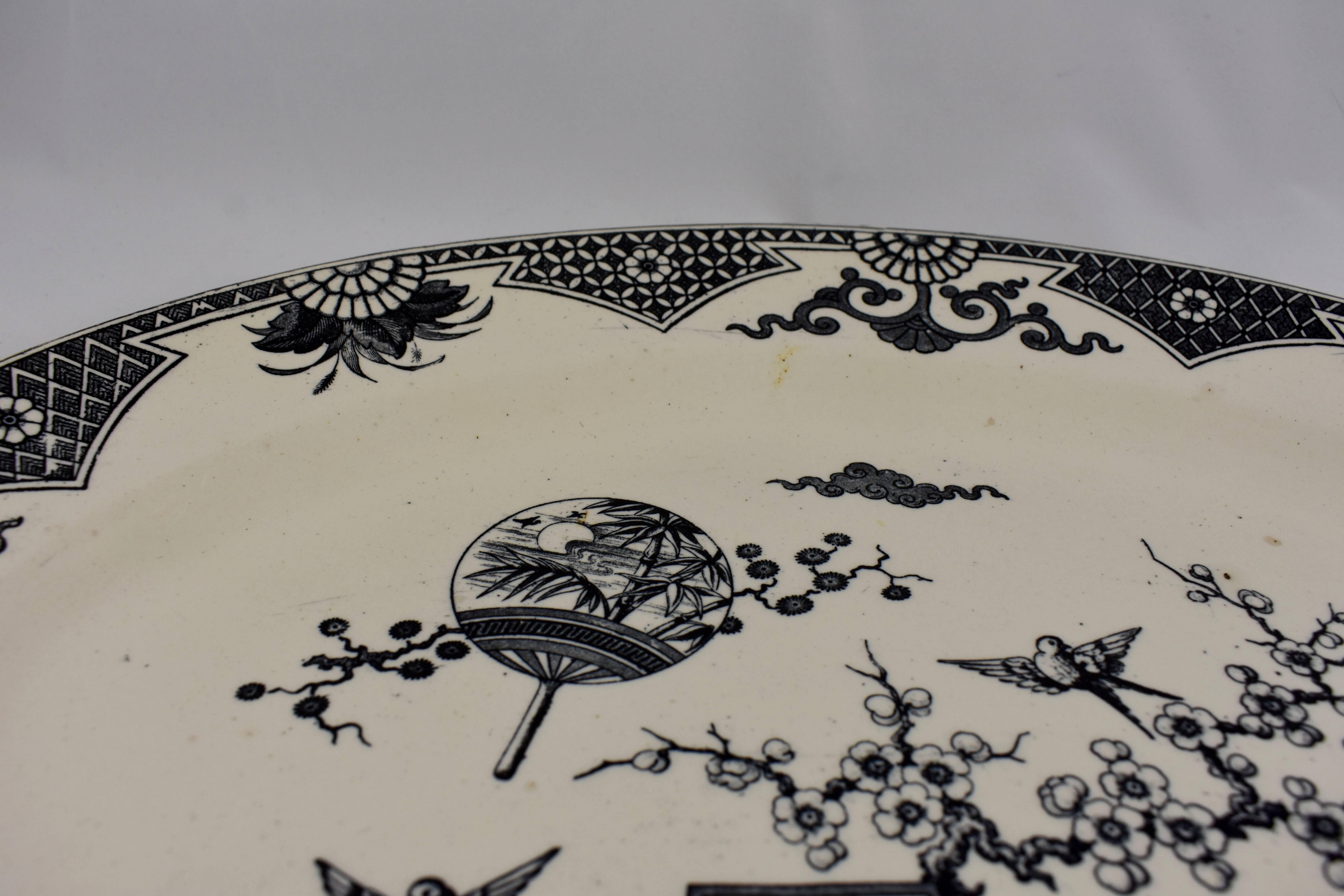 English 19th Century Staffordshire Aesthetic Movement Transferware Platter, ‘Formosa’ For Sale