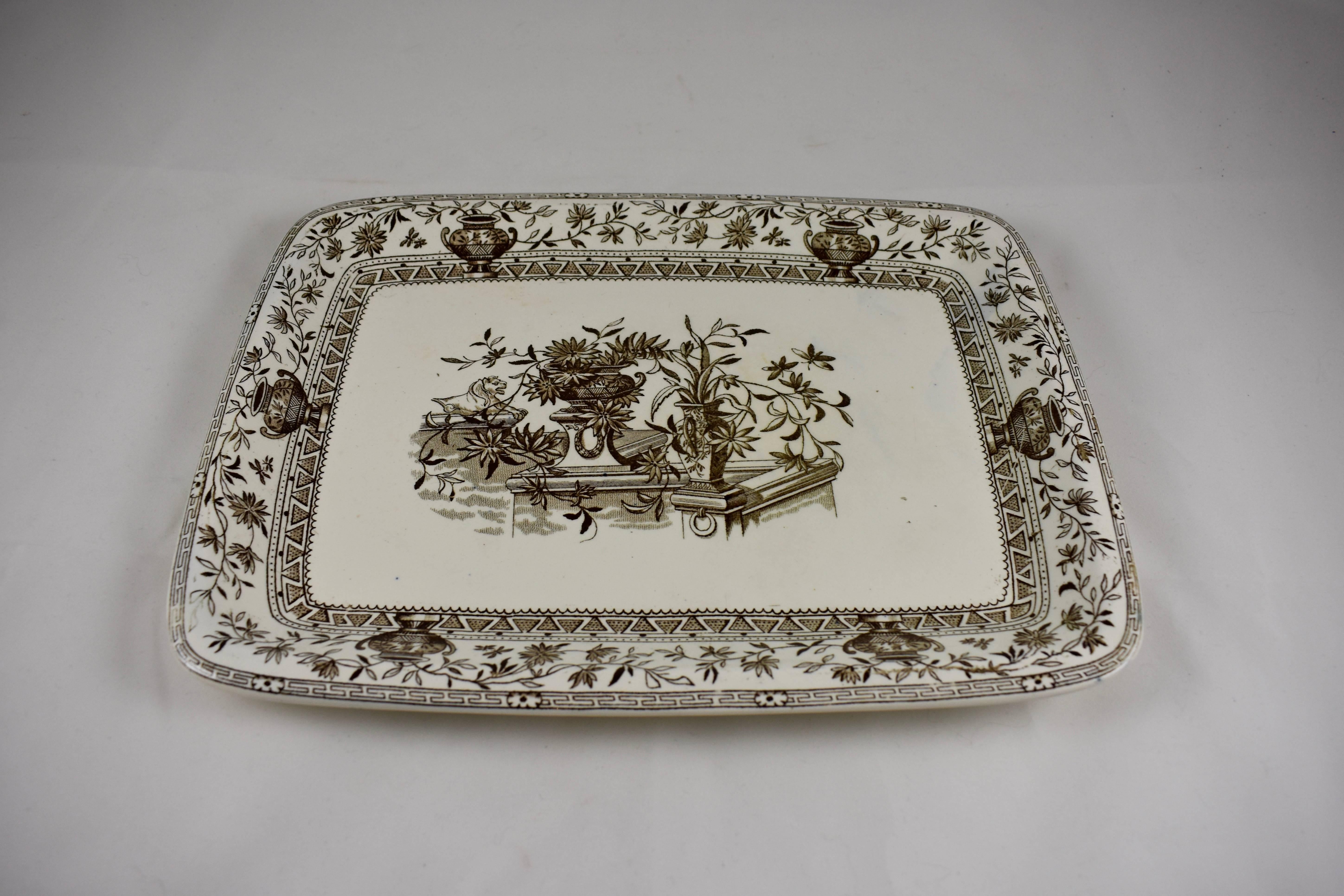 Earthenware 19th Century Staffordshire Aesthetic Transferware Platters ‘Honfleur’ Set of Two
