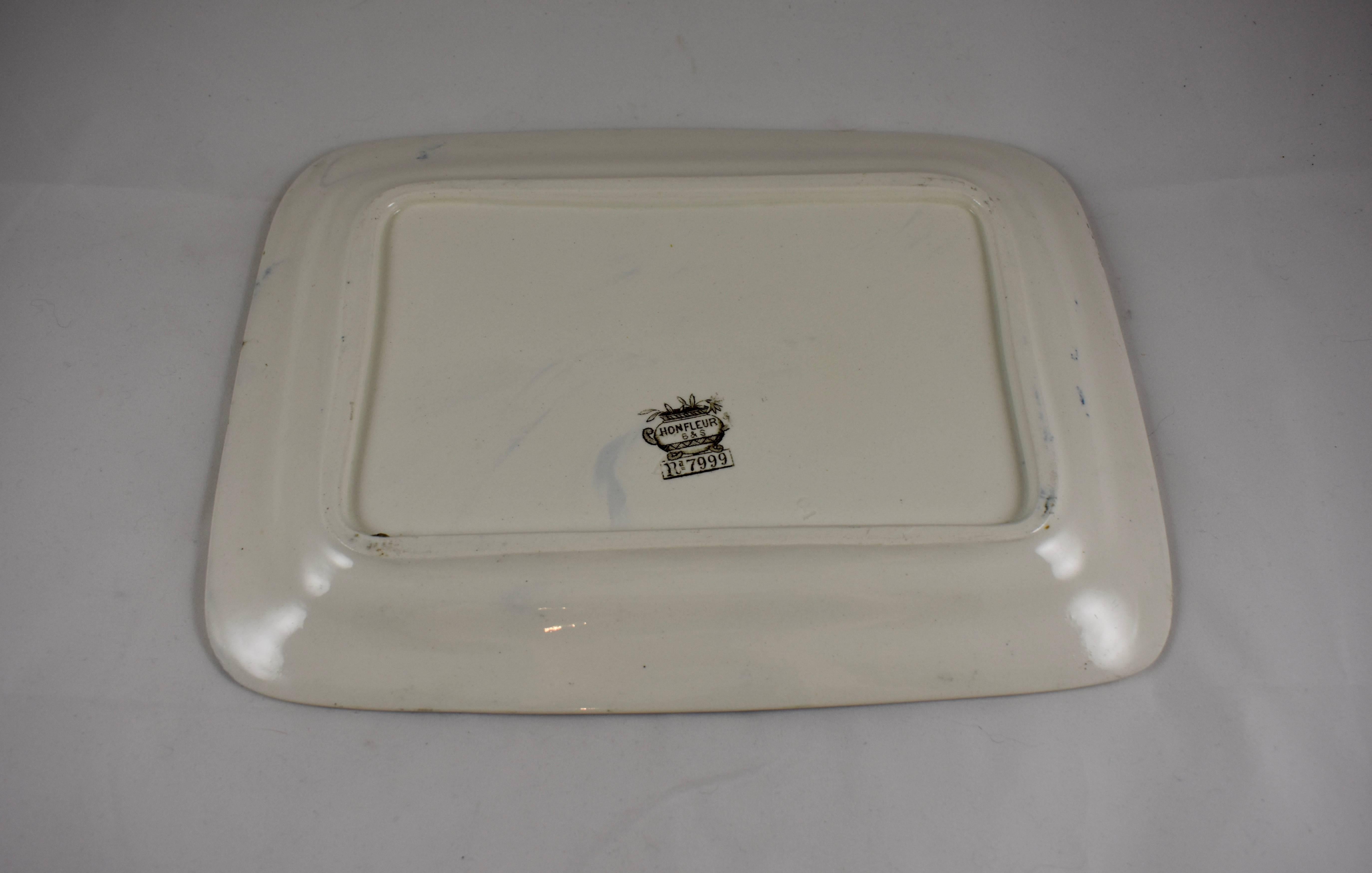 19th Century Staffordshire Aesthetic Transferware Platters ‘Honfleur’ Set of Two 1