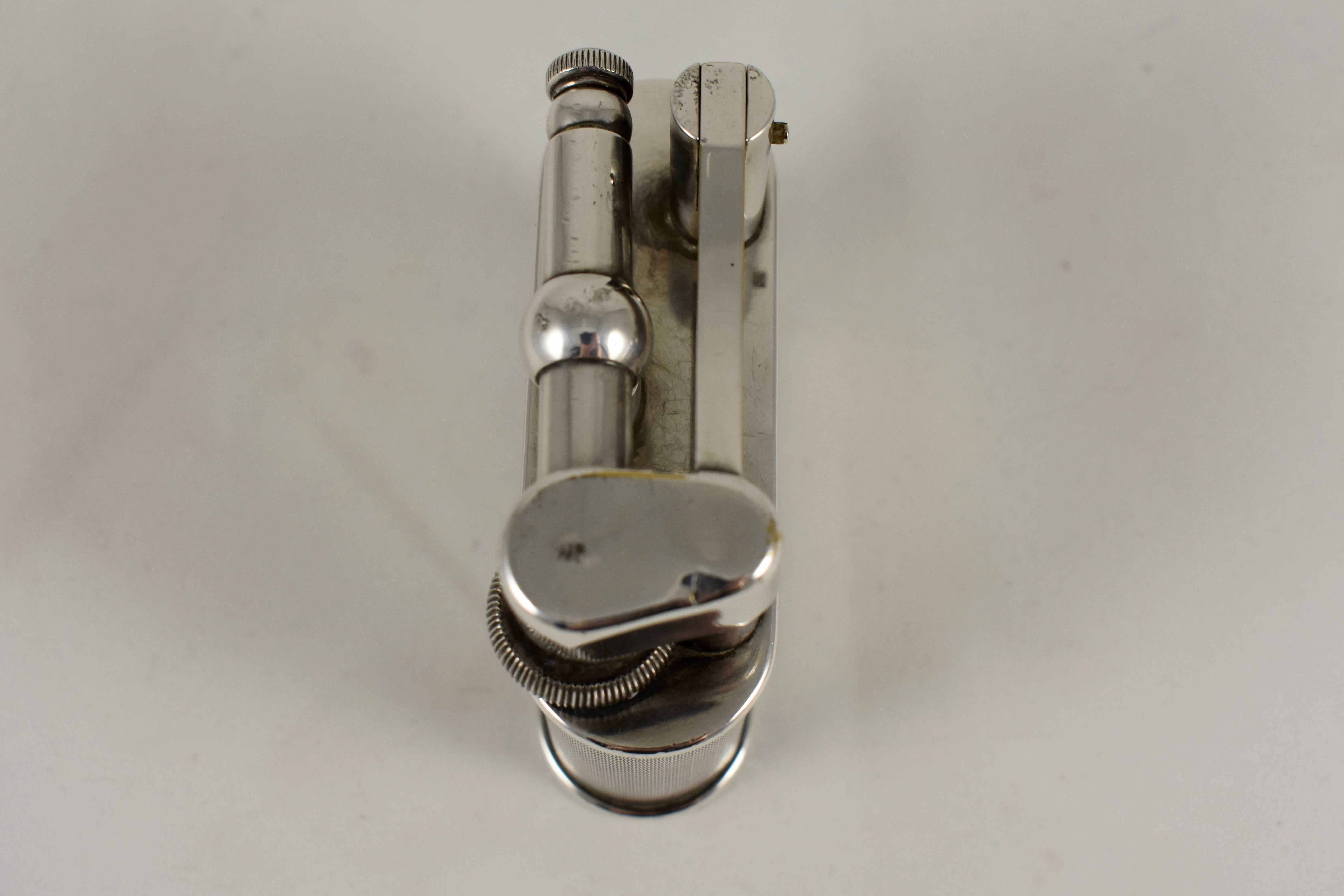 English 1930s Dunhill, Asprey & Co. Art Deco Silver Table Lighter, Great Britain