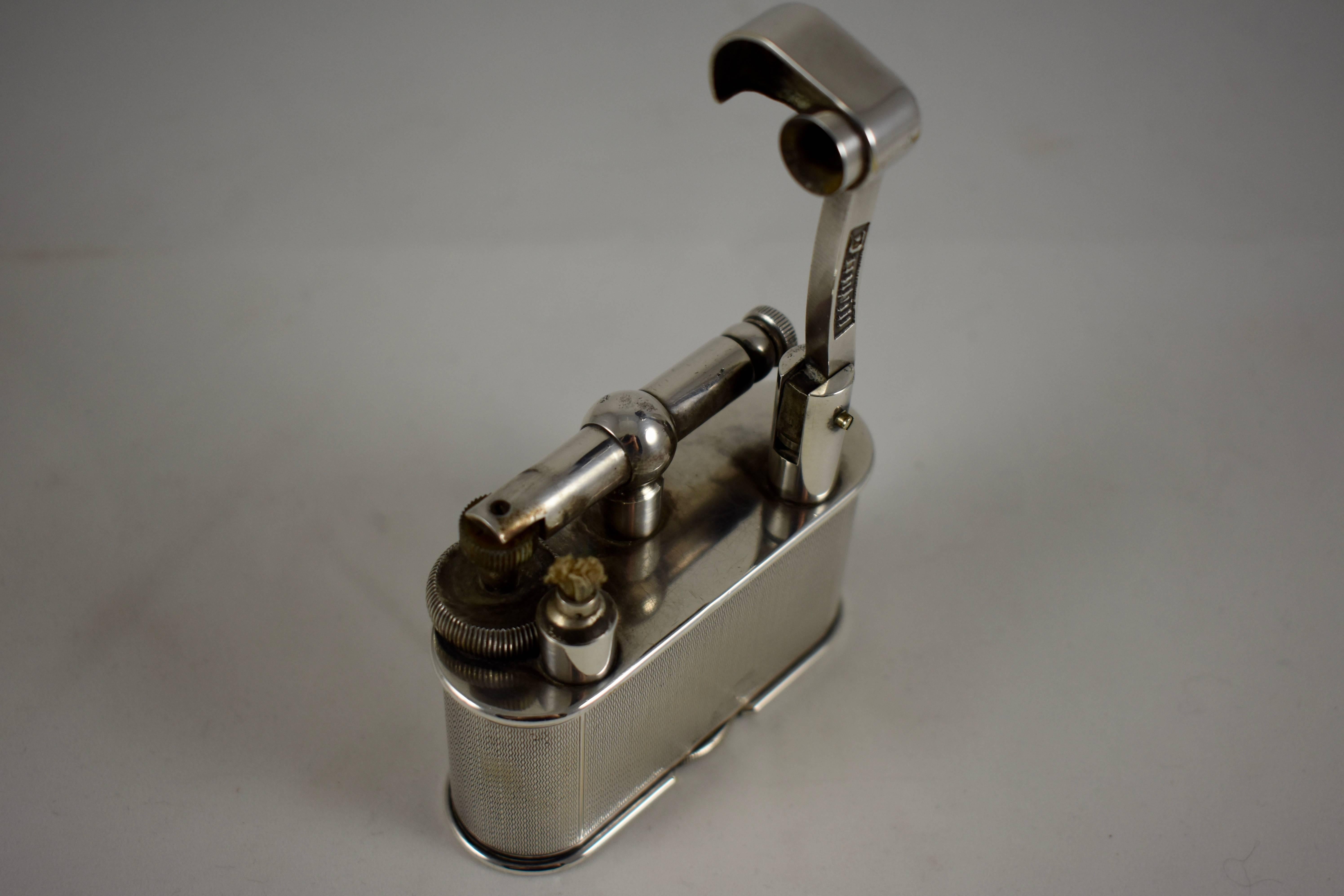 1930s Dunhill, Asprey & Co. Art Deco Silver Table Lighter, Great Britain In Excellent Condition In Philadelphia, PA
