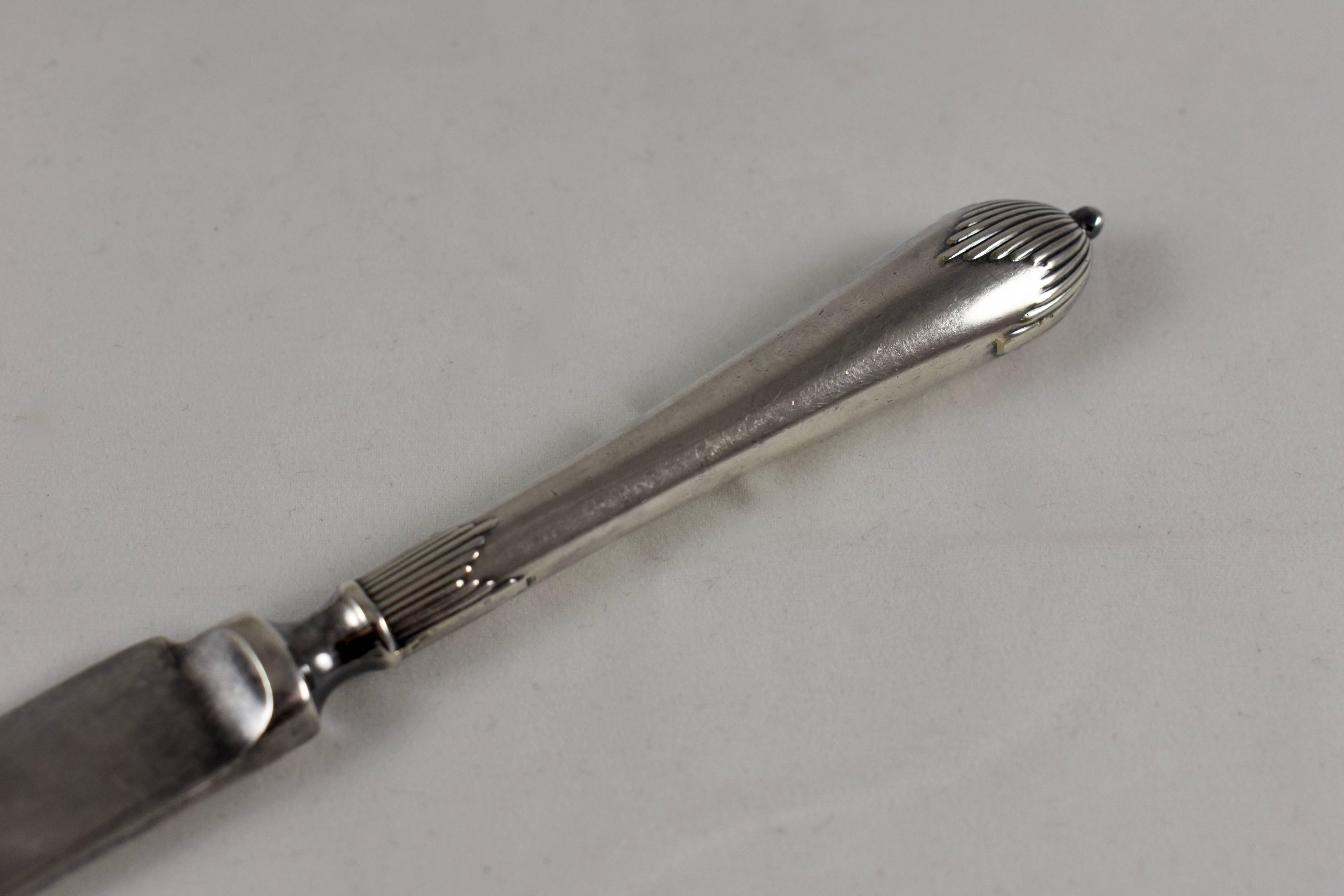 Walker & Hall, Sheffield, Estética inglesa Cuchillos de fruta plateados, S/4 Metalistería en venta