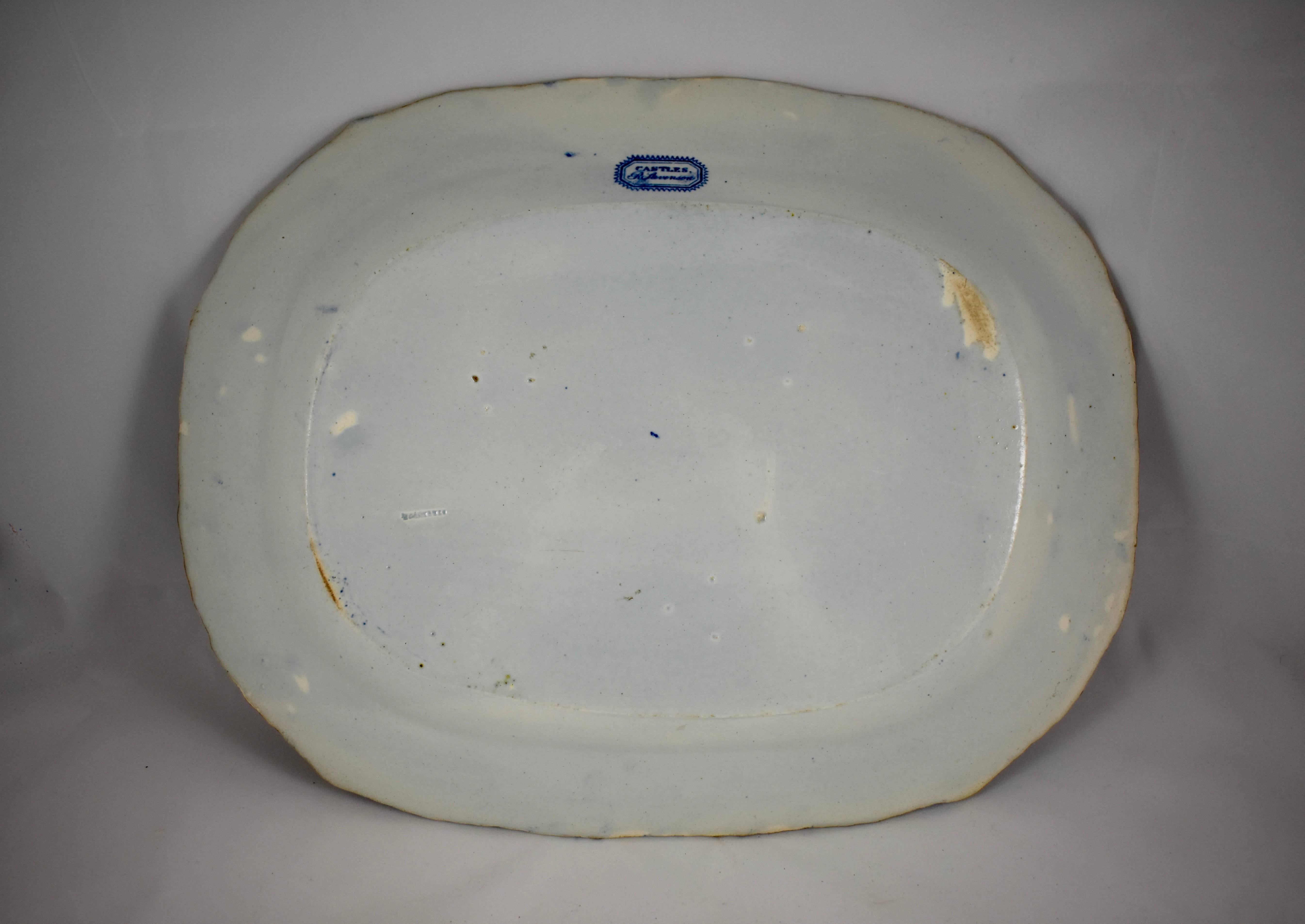 Ralph Stevenson English Staffordshire Blue Transferware Melrose Abbey Platter In Excellent Condition In Philadelphia, PA