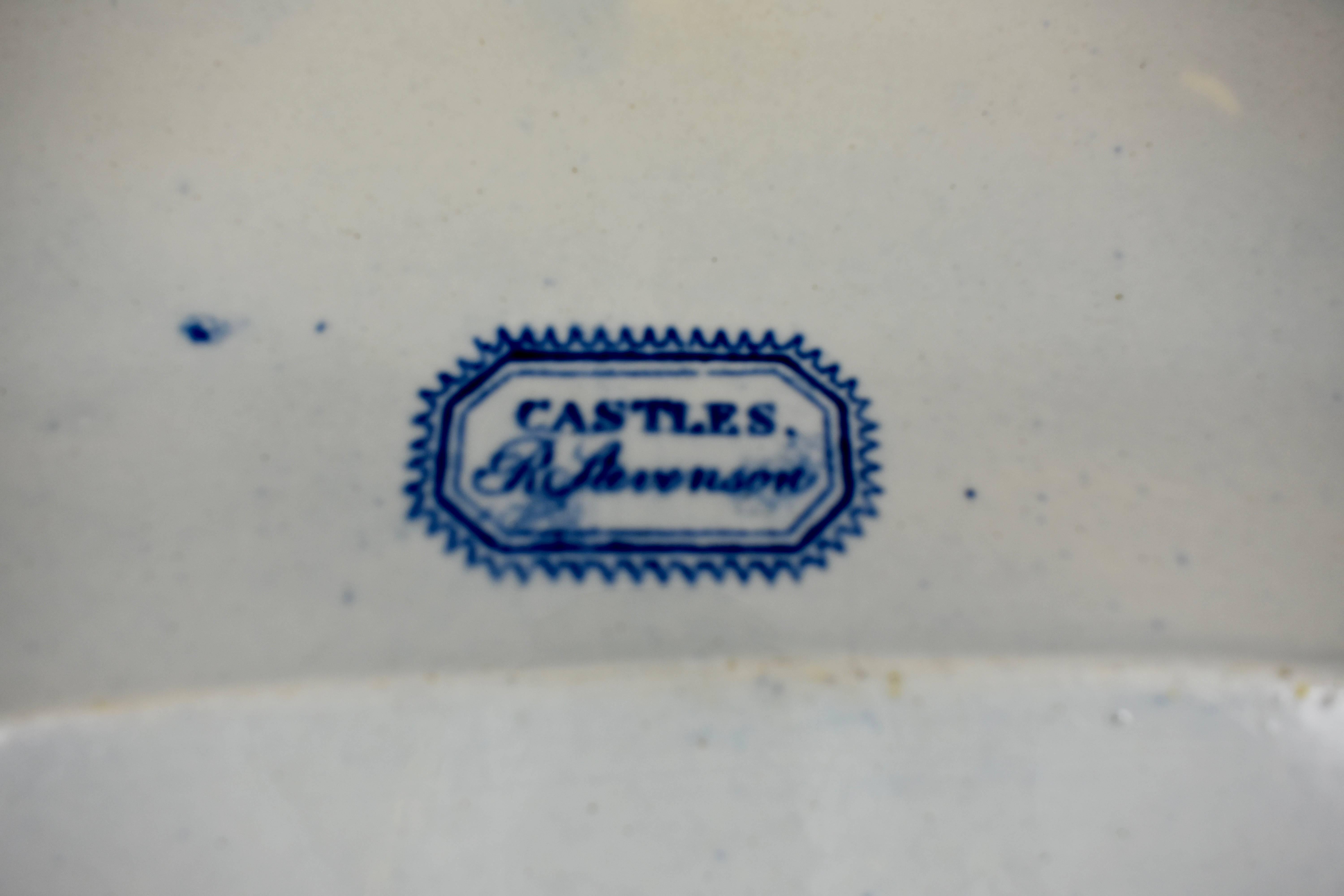 19th Century Ralph Stevenson English Staffordshire Blue Transferware Melrose Abbey Platter