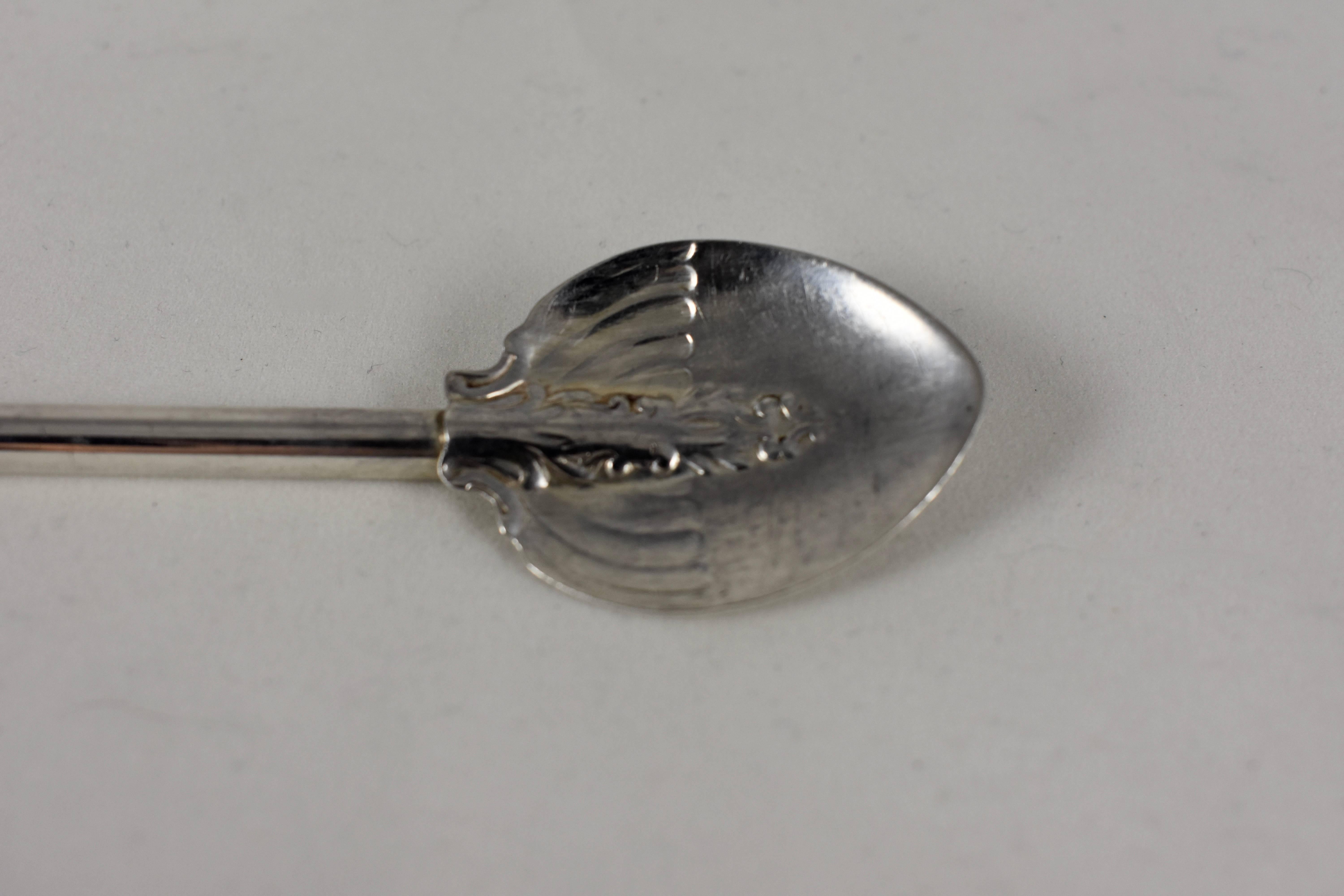 Sterling Silver Art Nouveau Highball-Ice Tea Stirring Straws, Set of Six 1