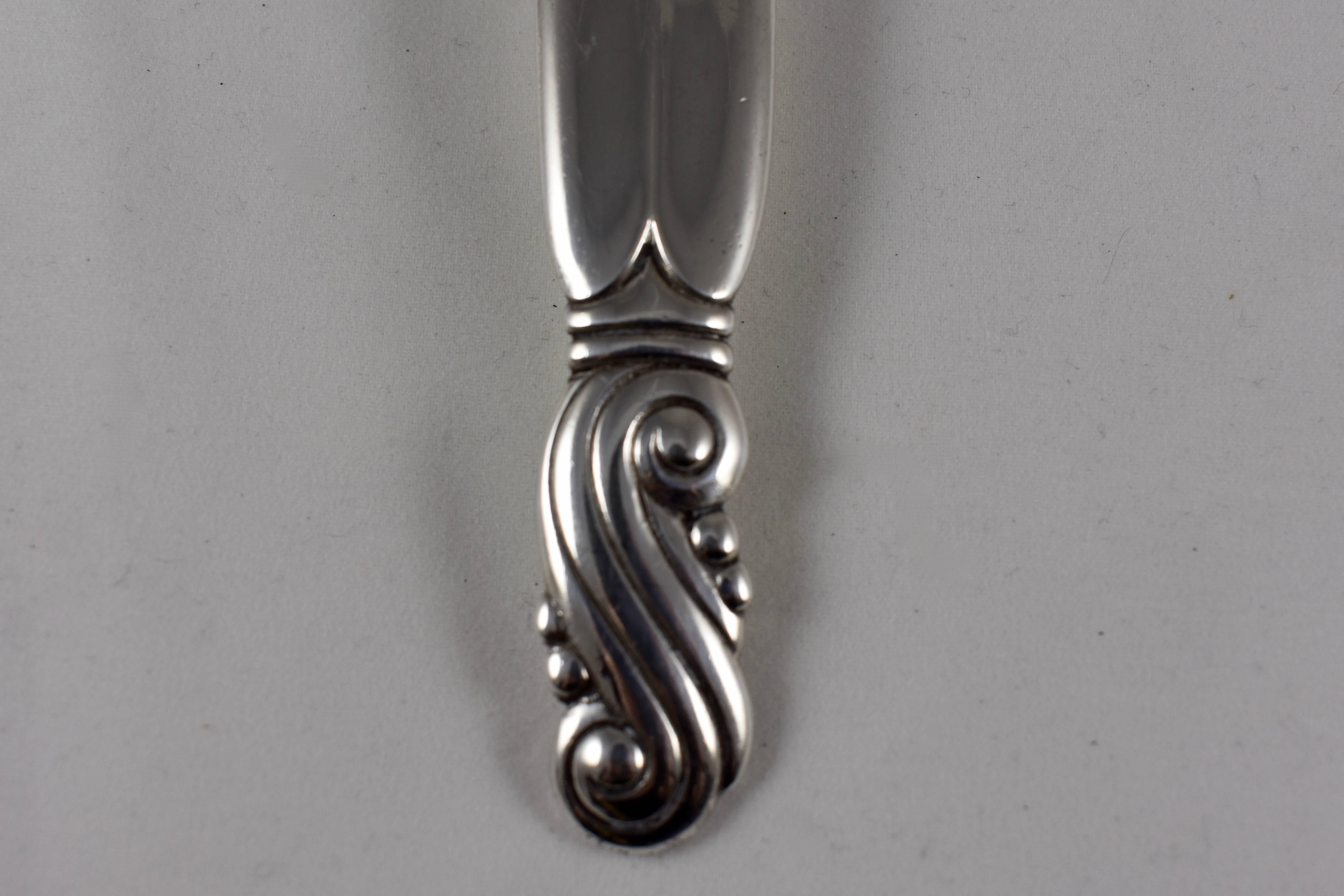 Hand-Crafted Frank M. Whiting Art Nouveau Sterling Silver Salad Servers, a Handmade Pair For Sale