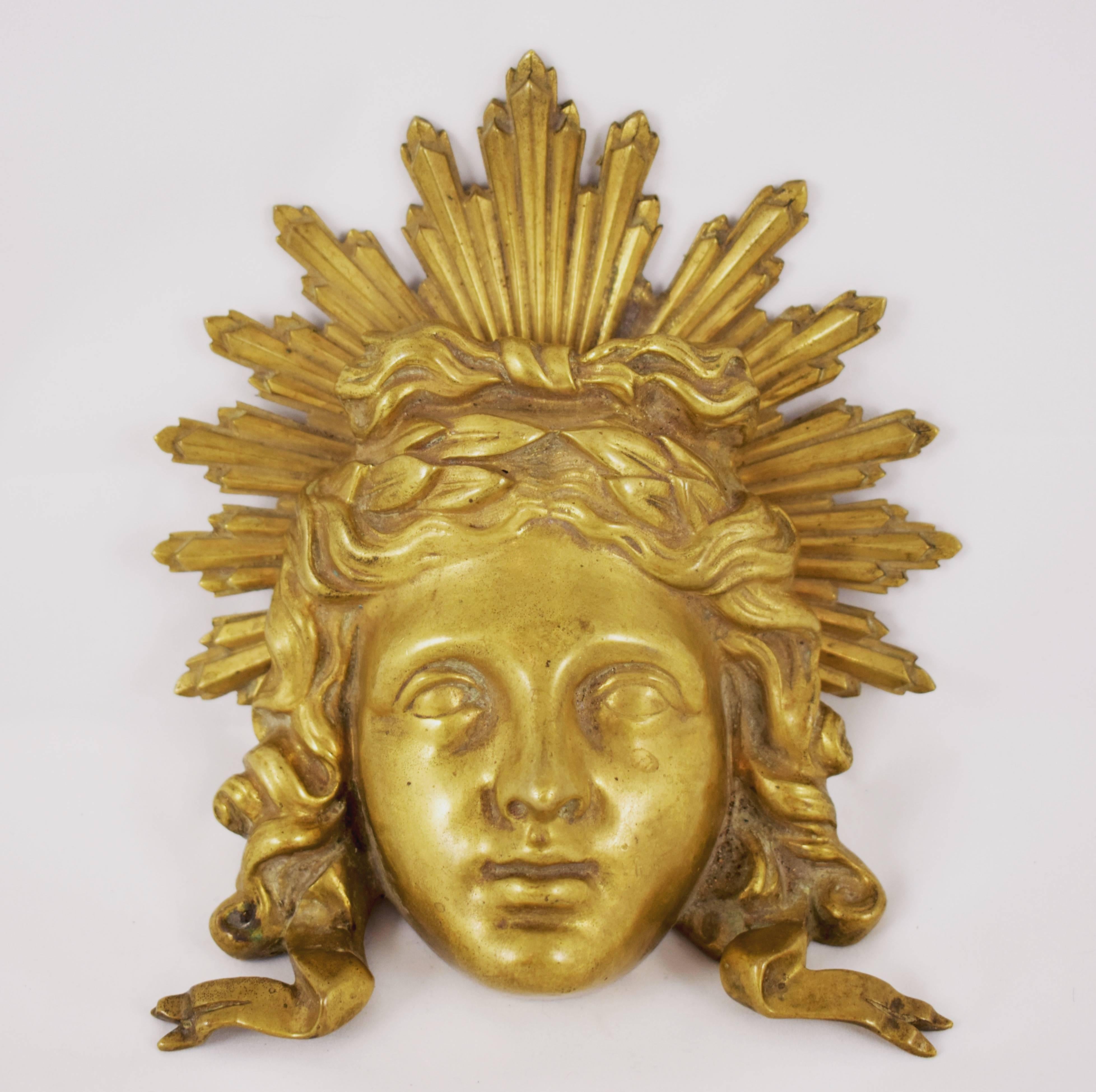 Late 18th Century French Ormolu Louis XVI Fragment Wall Plaque, the Sun King 5