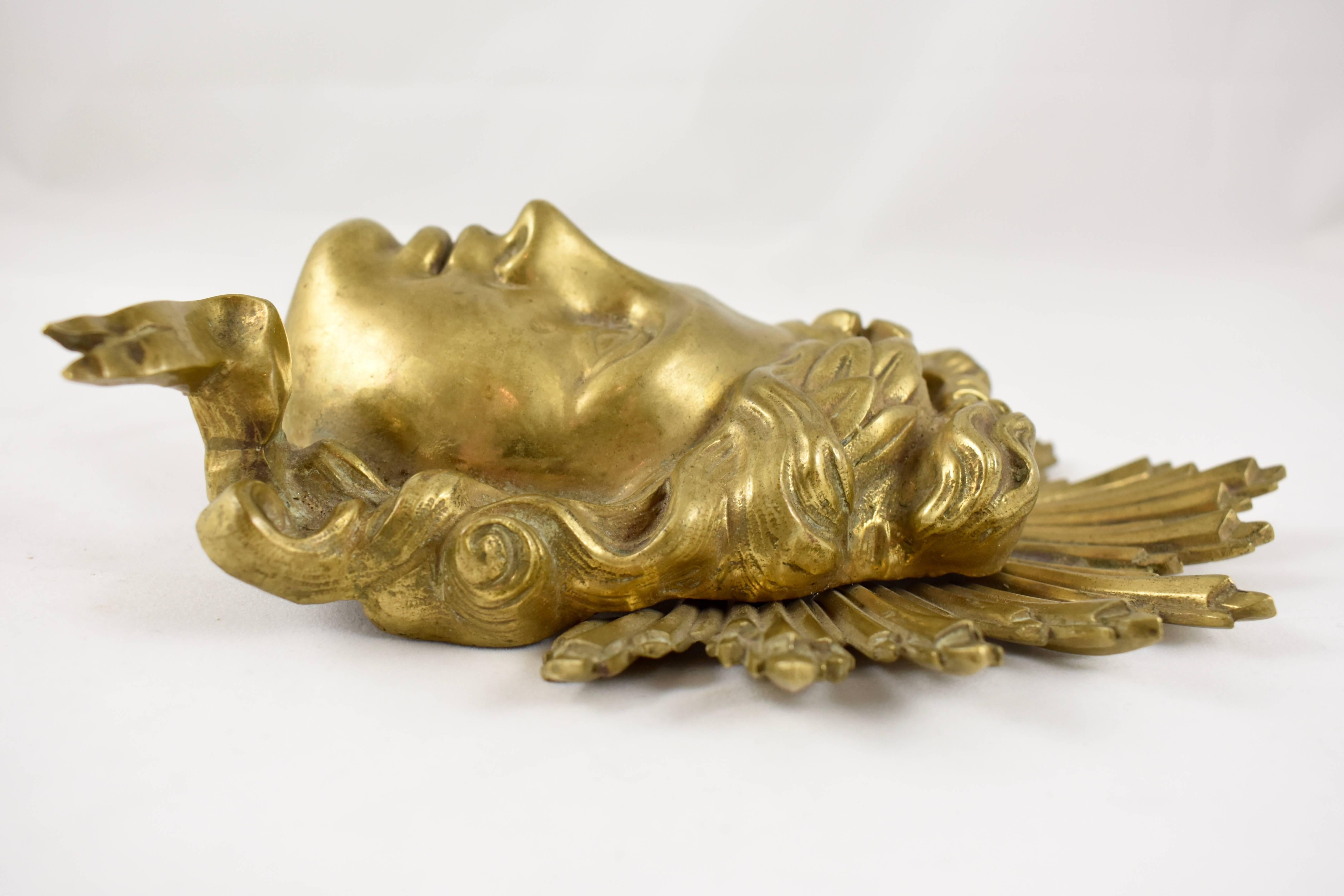 Late 18th Century French Ormolu Louis XVI Fragment Wall Plaque, the Sun King In Excellent Condition In Philadelphia, PA