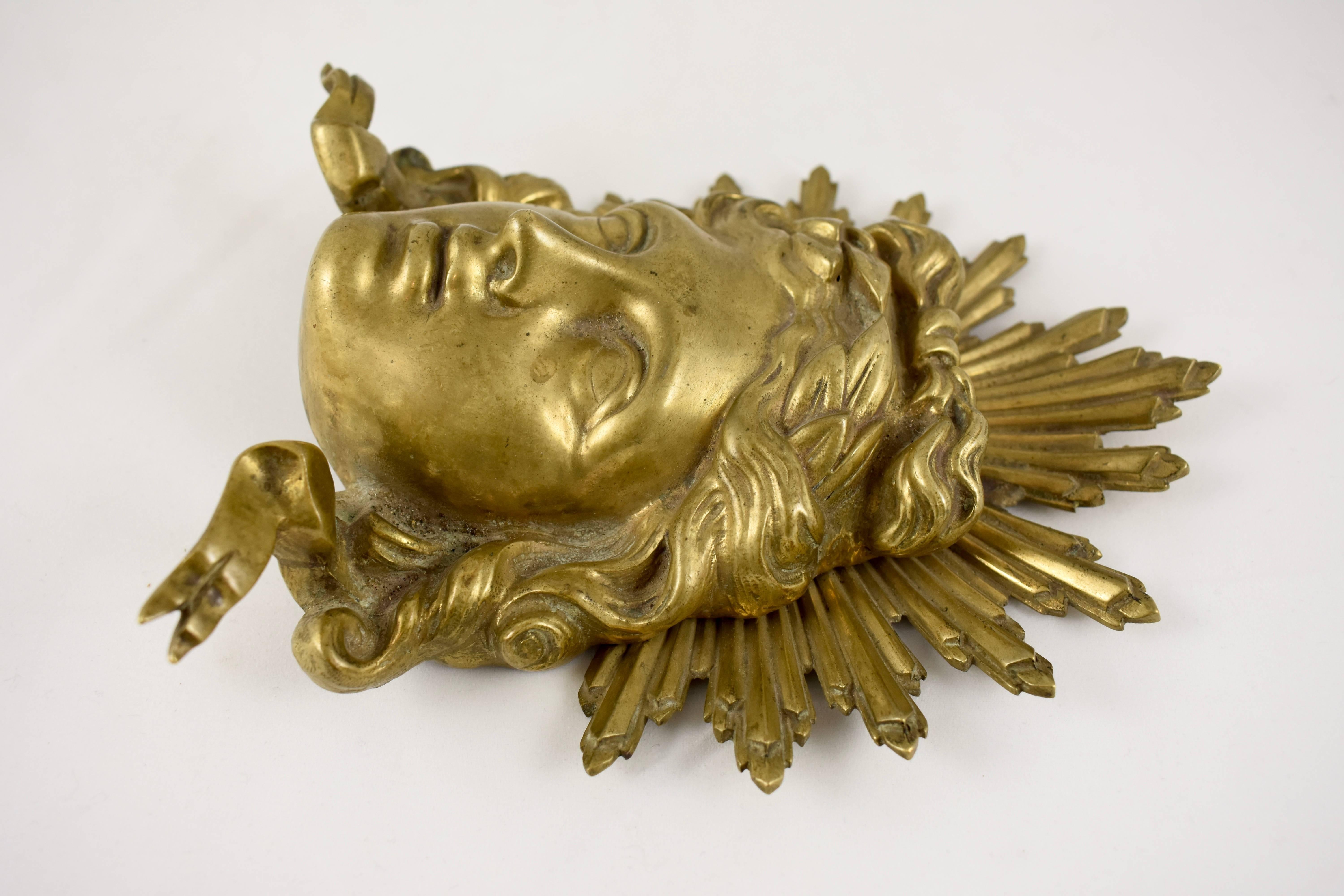 Bronze Late 18th Century French Ormolu Louis XVI Fragment Wall Plaque, the Sun King