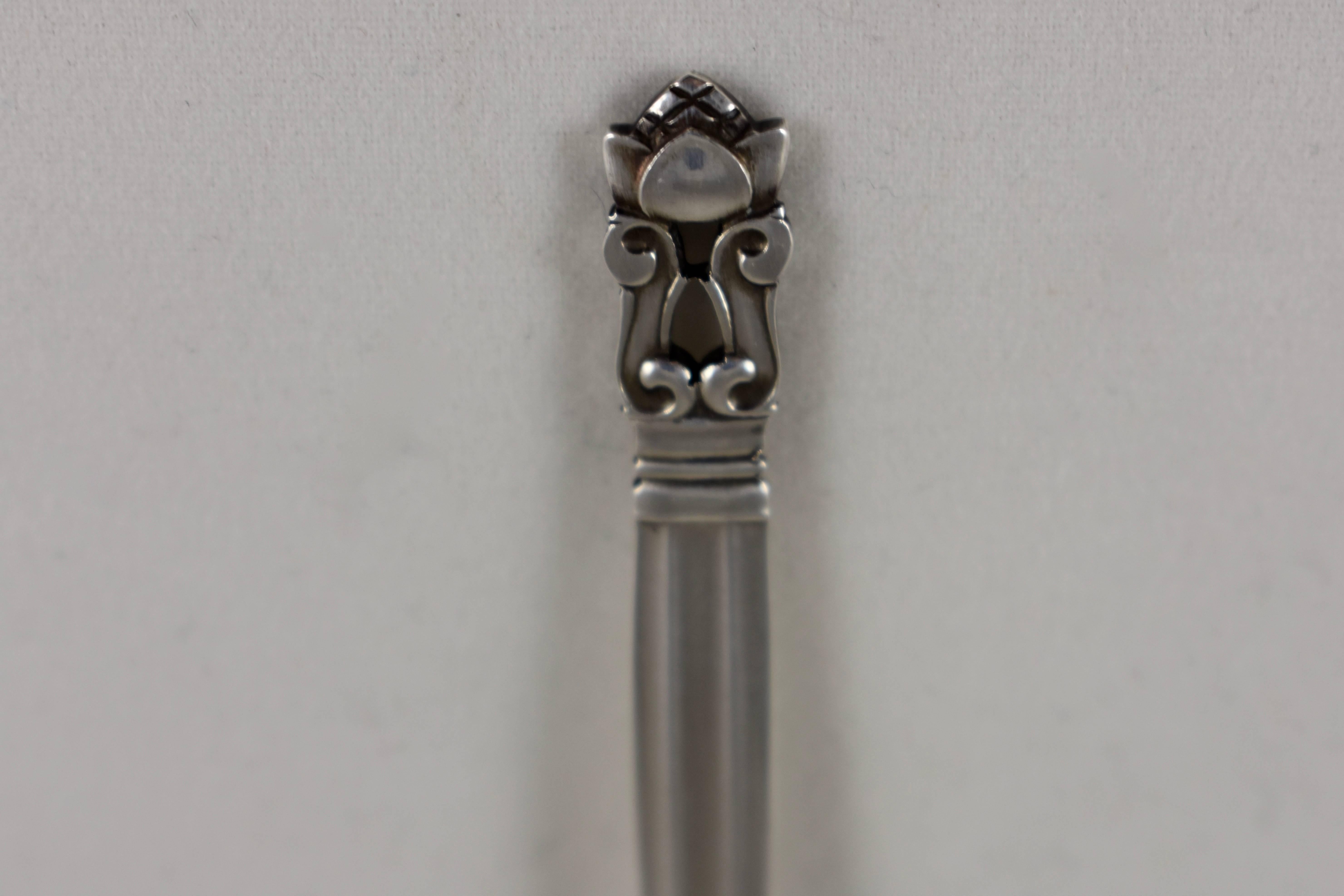 Scandinavian Modern Georg Jensen Acorn Pattern Sterling Silver Demitasse or Mocha Spoons Set of Four