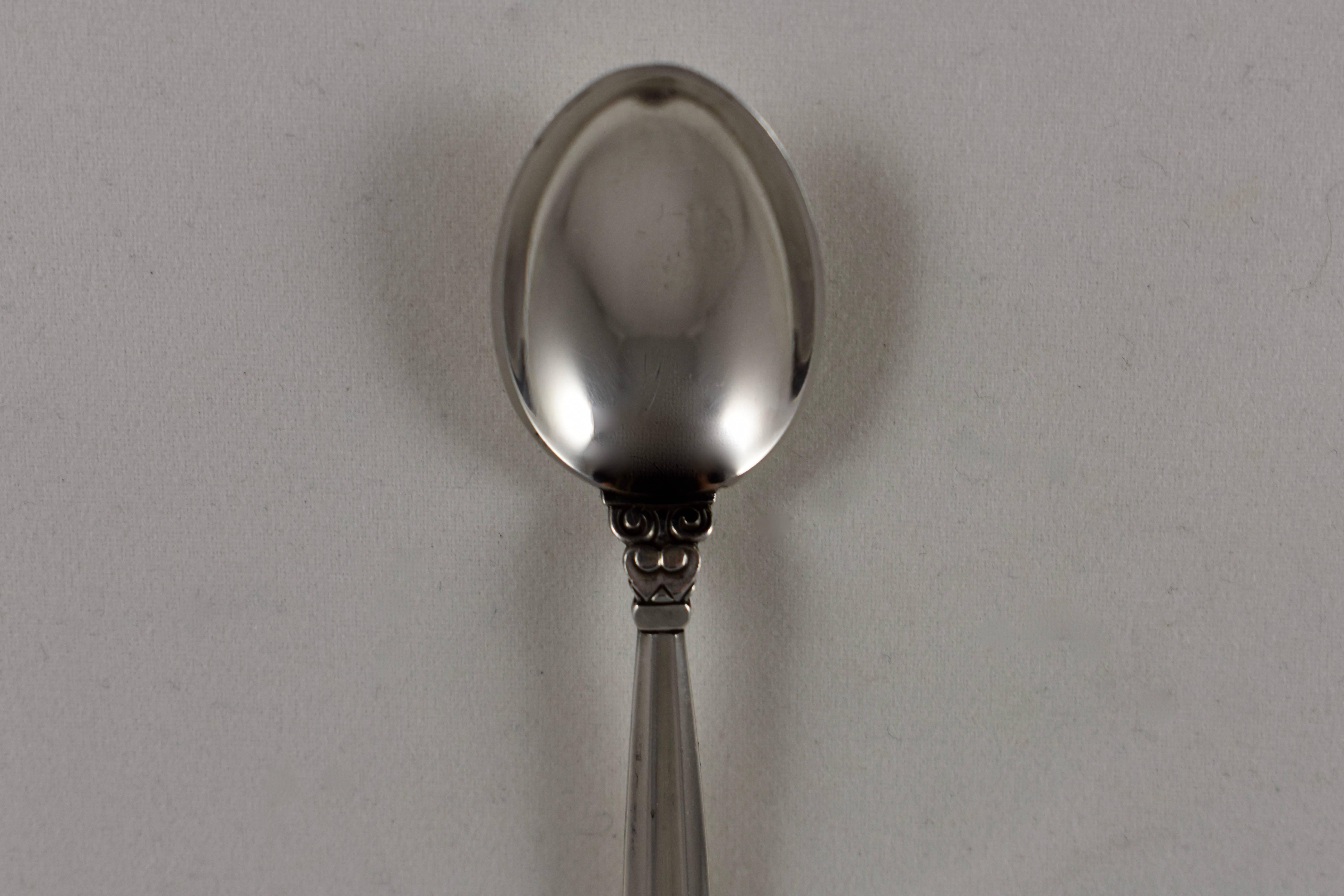 Norwegian Georg Jensen Acorn Pattern Sterling Silver Demitasse or Mocha Spoons Set of Four