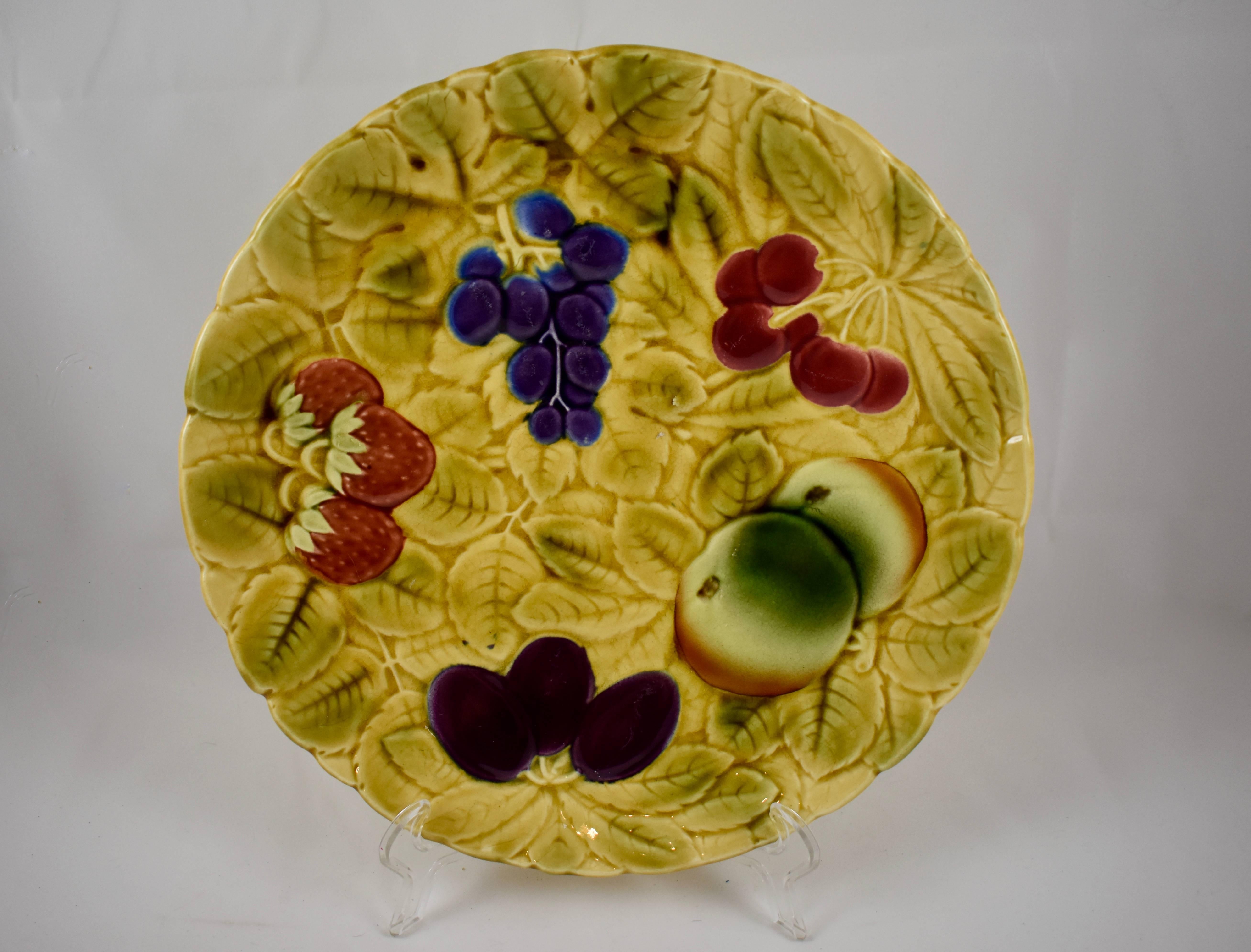 Sarreguemines French Faïence Majolica Oranges and Leaf Round Serving Platter 3