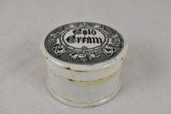Staffordshire Transfer Printed Pot and Lid, Gothic Style, Cold Cream