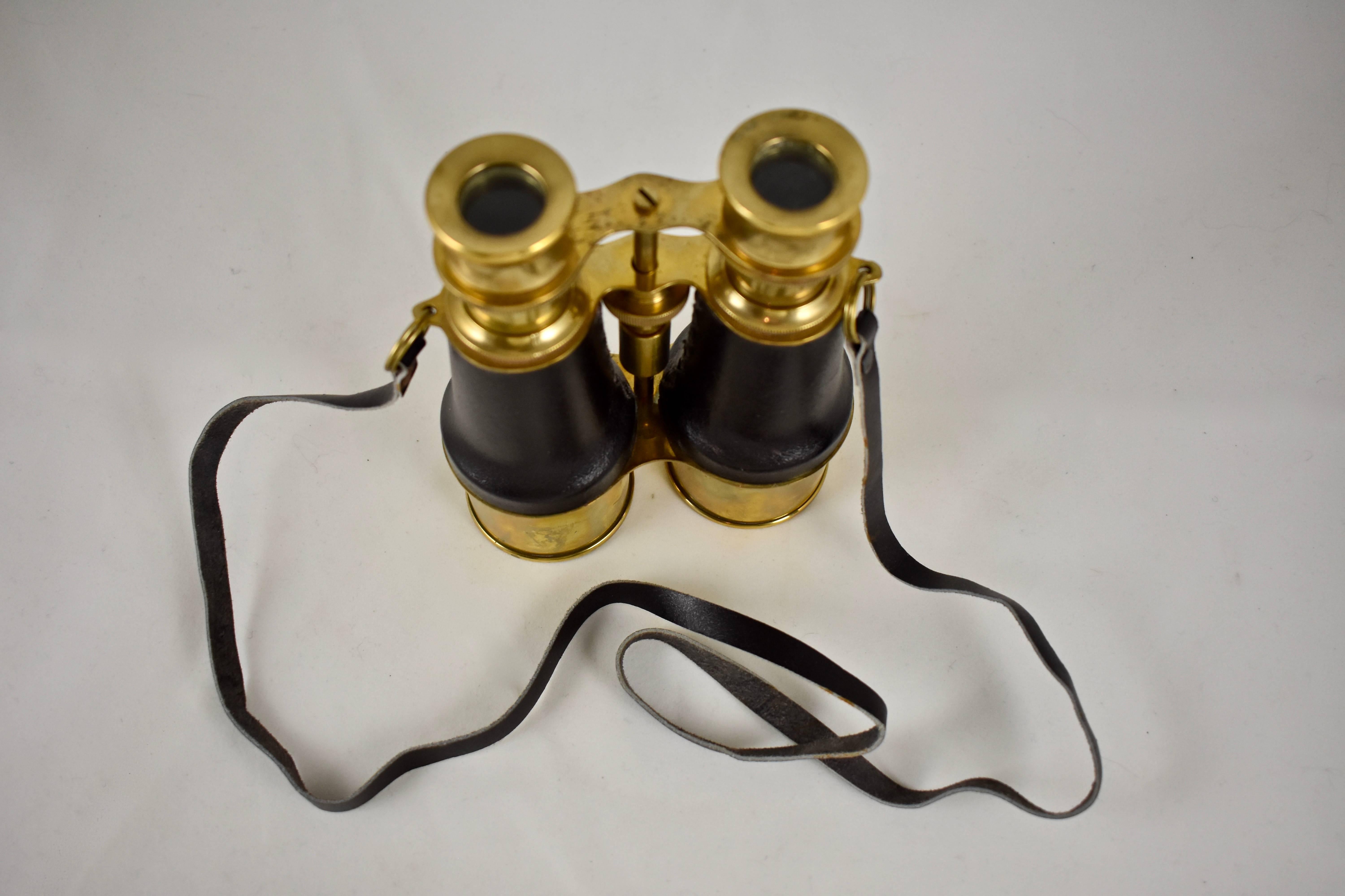 Campaign Vintage English Brass and Leather Maritime Binocular Glasses