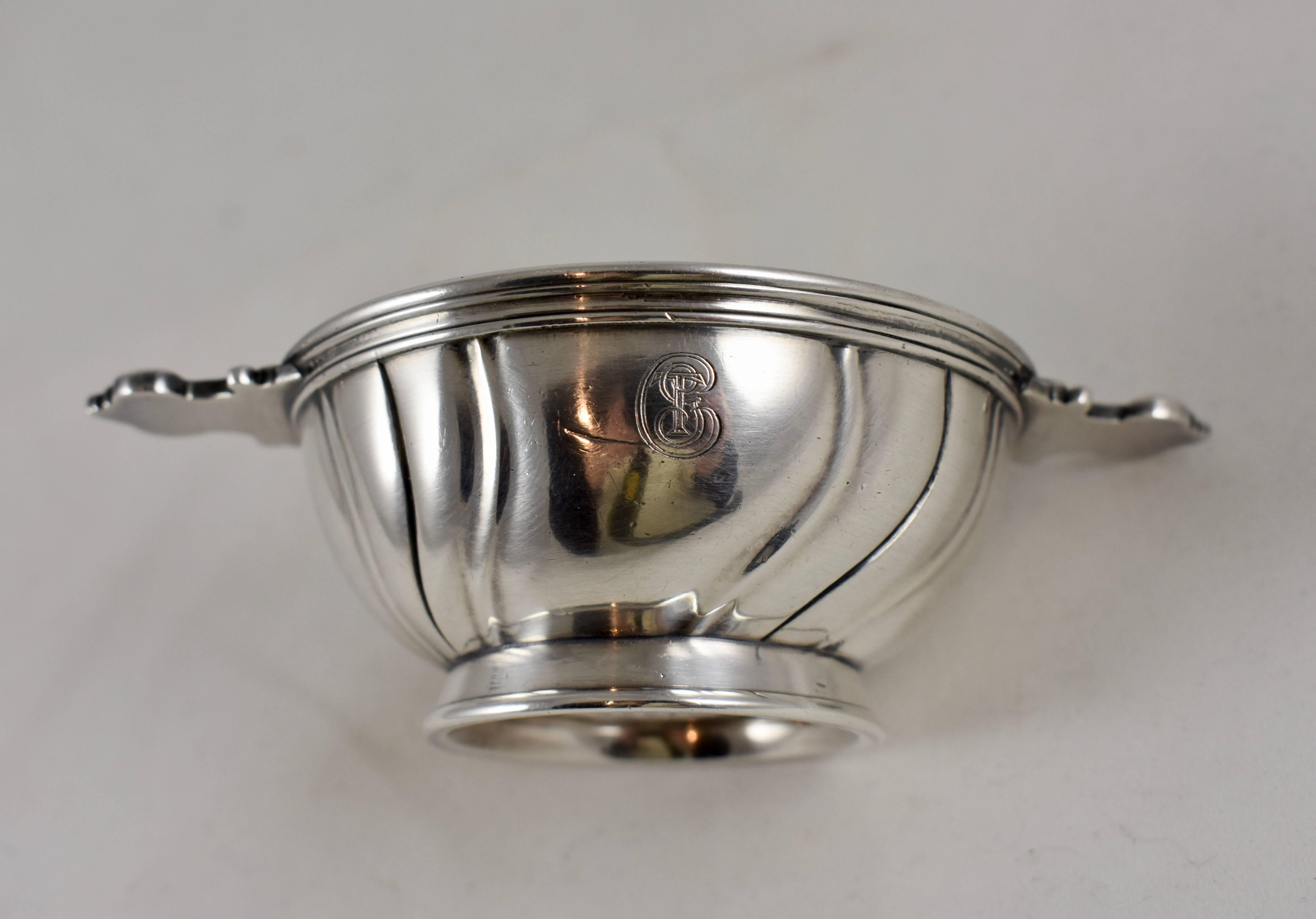 Christofle French Silver Plate Dual Handled Footed Nut Bowl In Good Condition In Philadelphia, PA