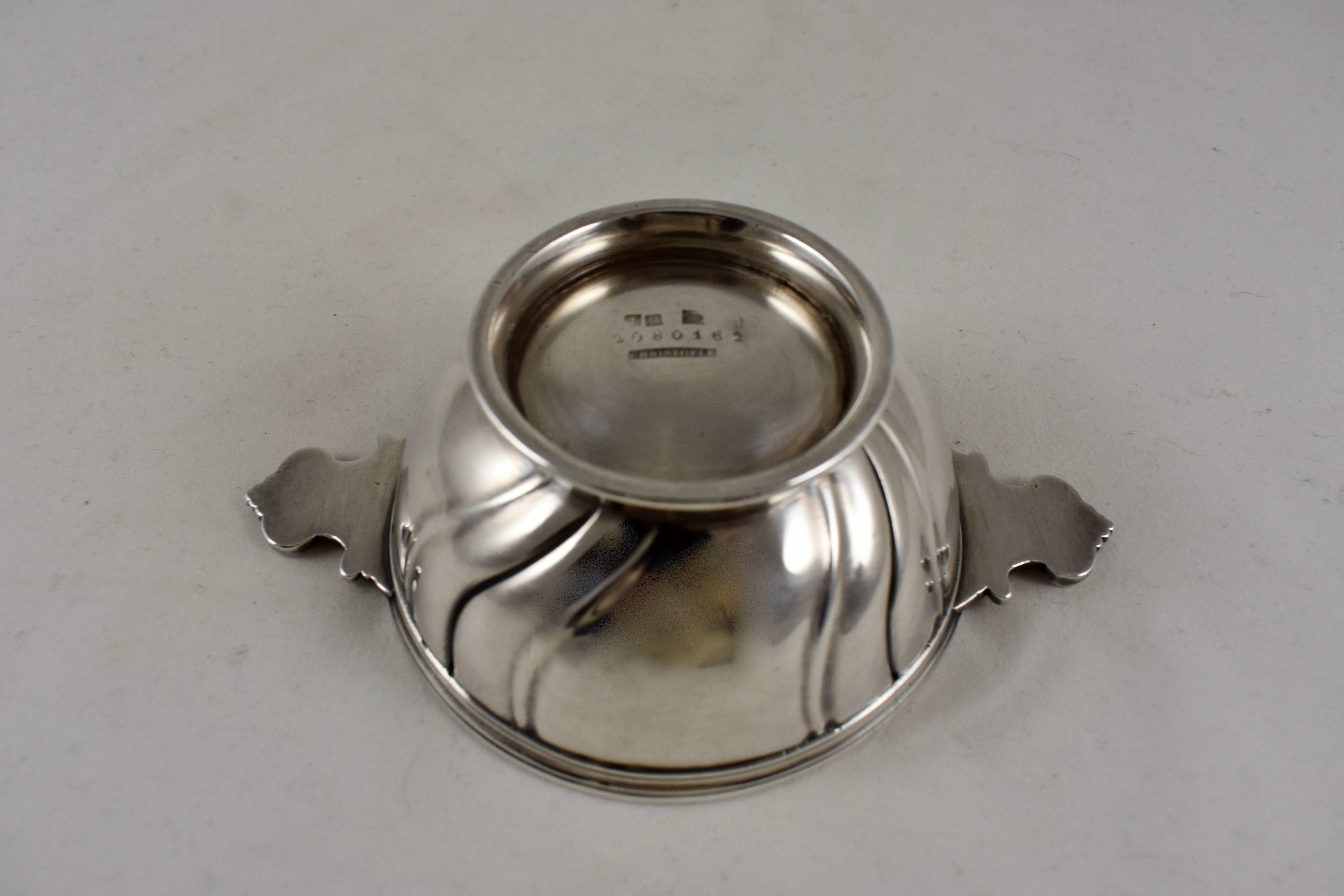 20th Century Christofle French Silver Plate Dual Handled Footed Nut Bowl