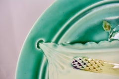 Luneville, French Majolica Trompe L'oeil Napkin Asparagus Plate