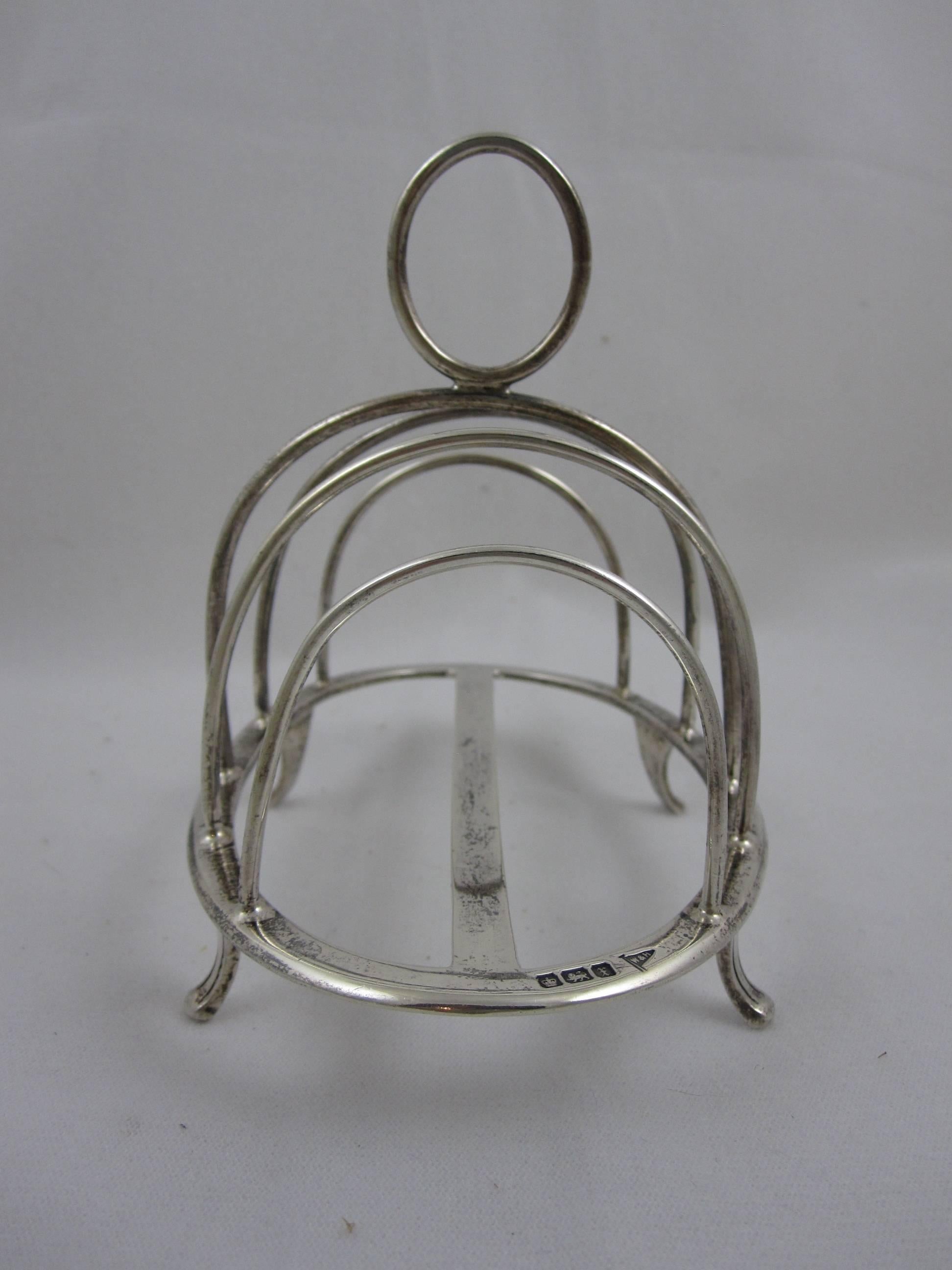 Metalwork Edwardian English Walker & Hall Sheffield Sterling Silver Toast or Letter Rack