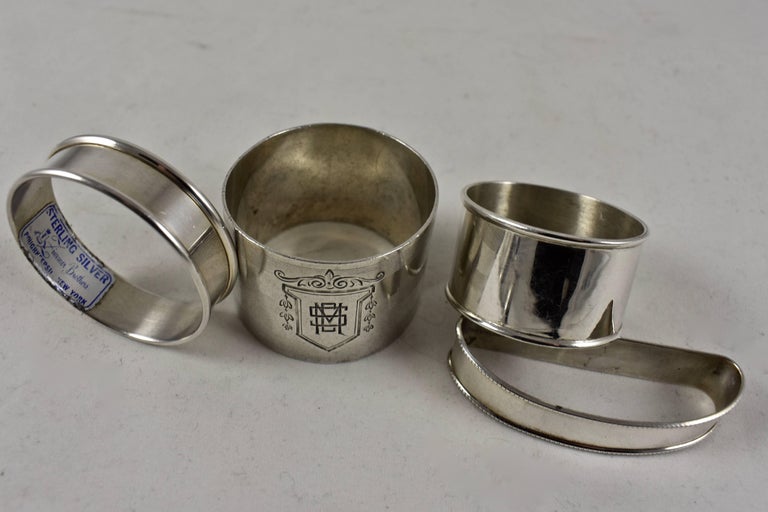 19th Century Sterling Silver Antique Napkin Rings, a Mixed Set of Eight For Sale