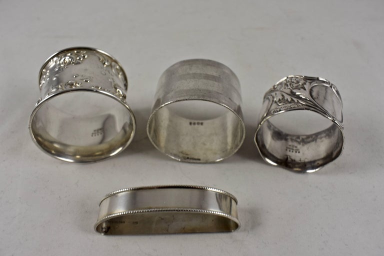 Sterling Silver Antique Napkin Rings, a Mixed Set of Eight In Excellent Condition For Sale In Philadelphia, PA