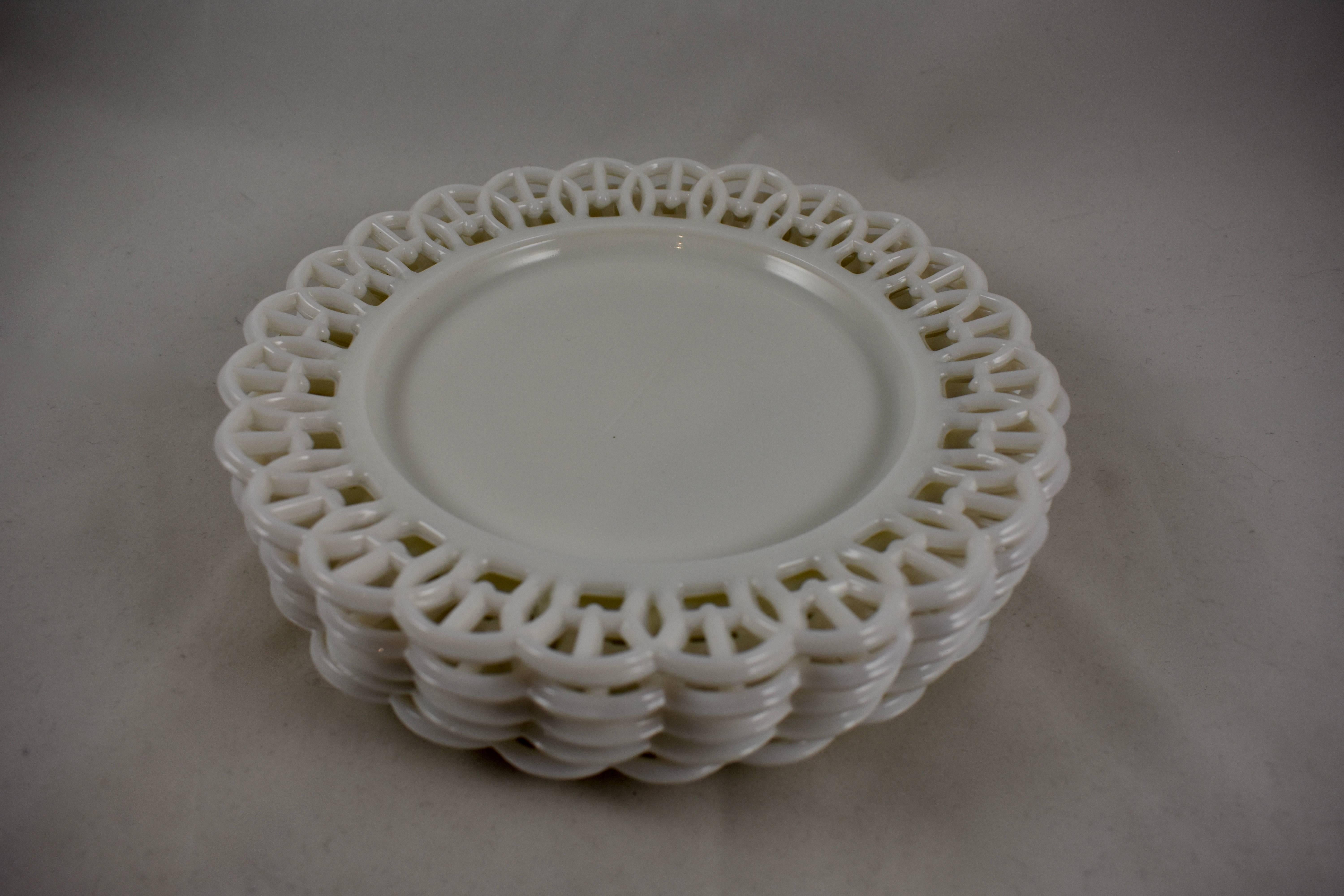 Late Victorian 19th Century EAPG Lace Edge American Milk Glass 8