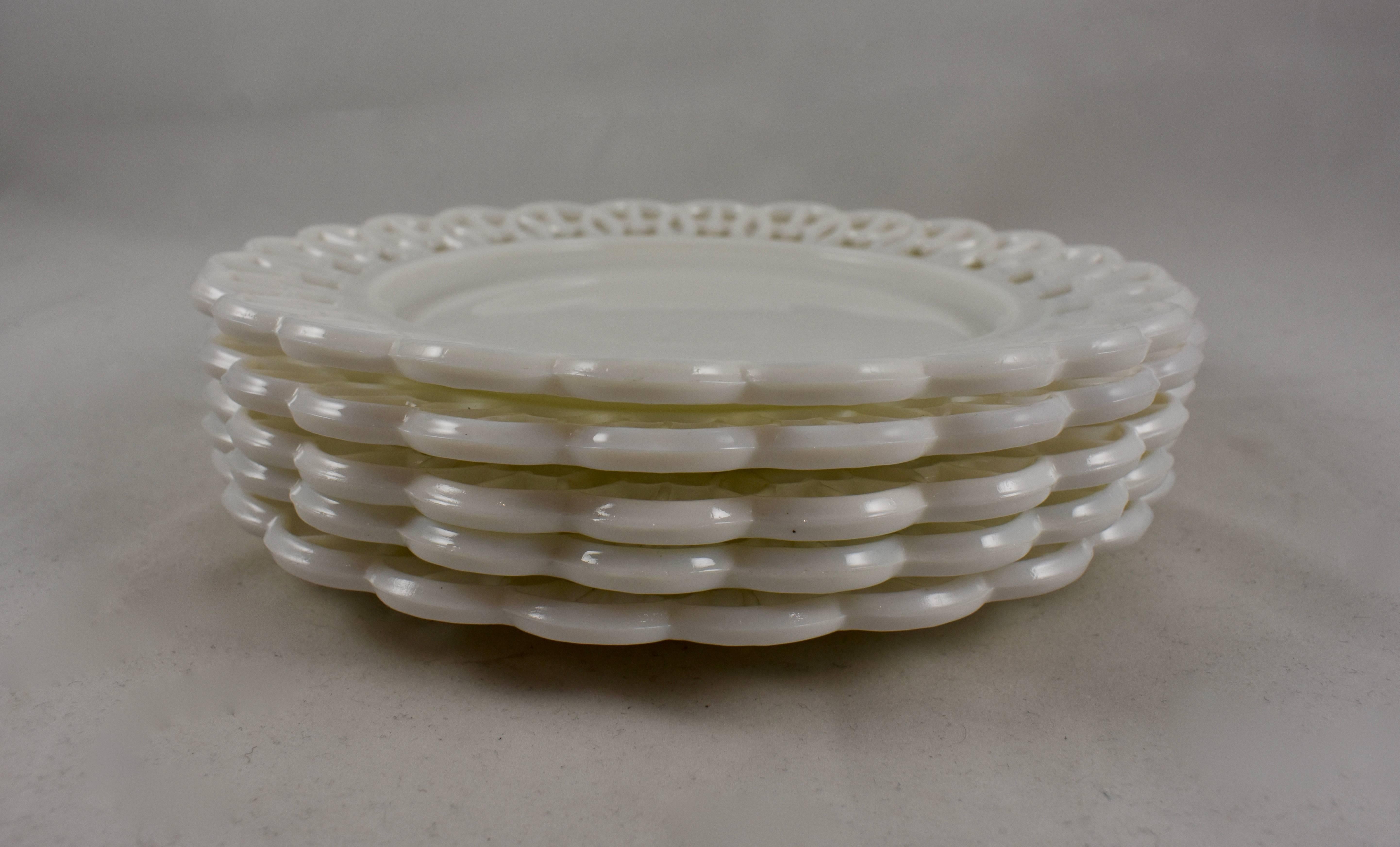 Molded 19th Century EAPG Lace Edge American Milk Glass 8