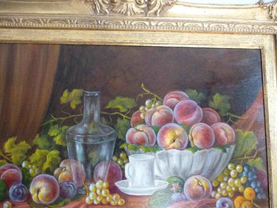 G. Villa Oil on Canvas 19th Century Still Life with Fruit, Italian School For Sale 1